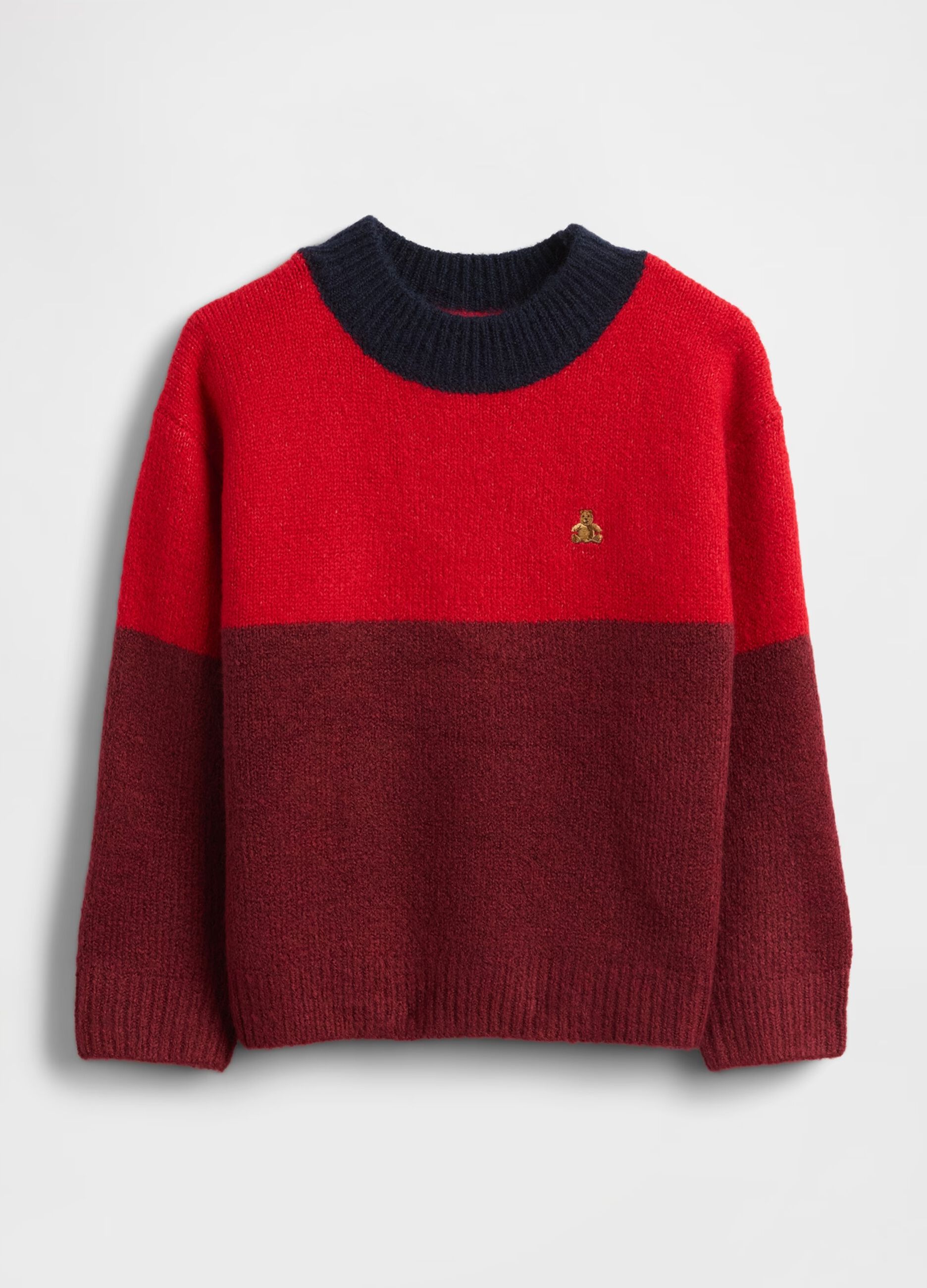 Maglione rosso e marrone per bambino
