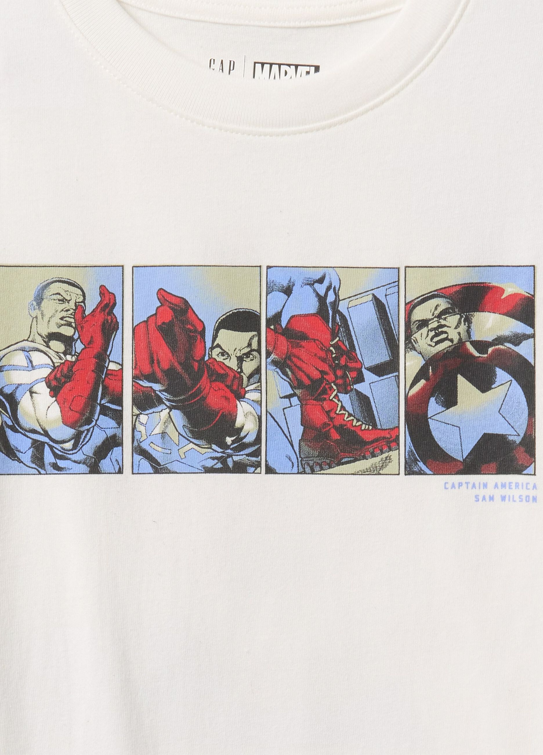 T-shirt bianca in cotone stampa Captain America_2