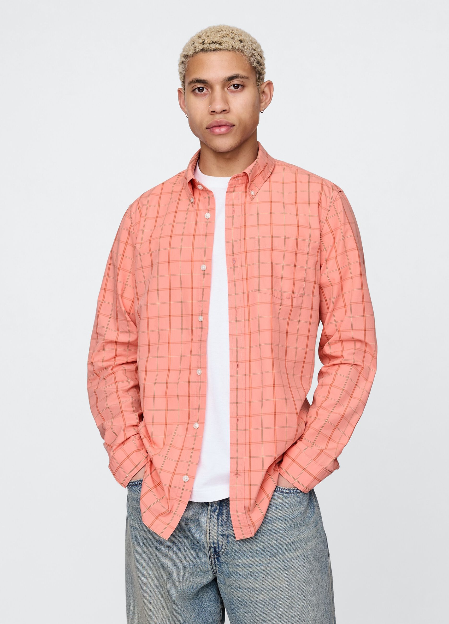 Camicia a quadri rosa in cotone