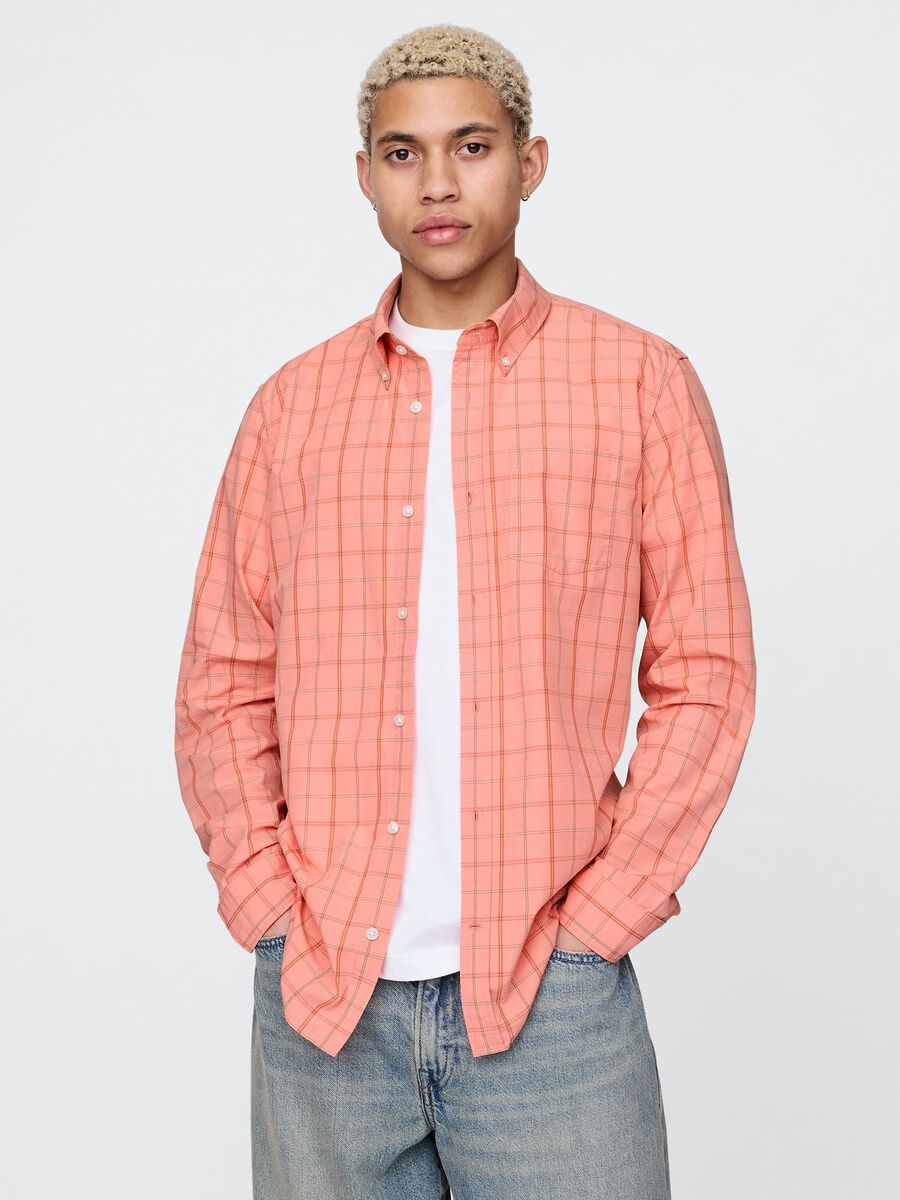 Camicia a quadri rosa in cotone Man_0