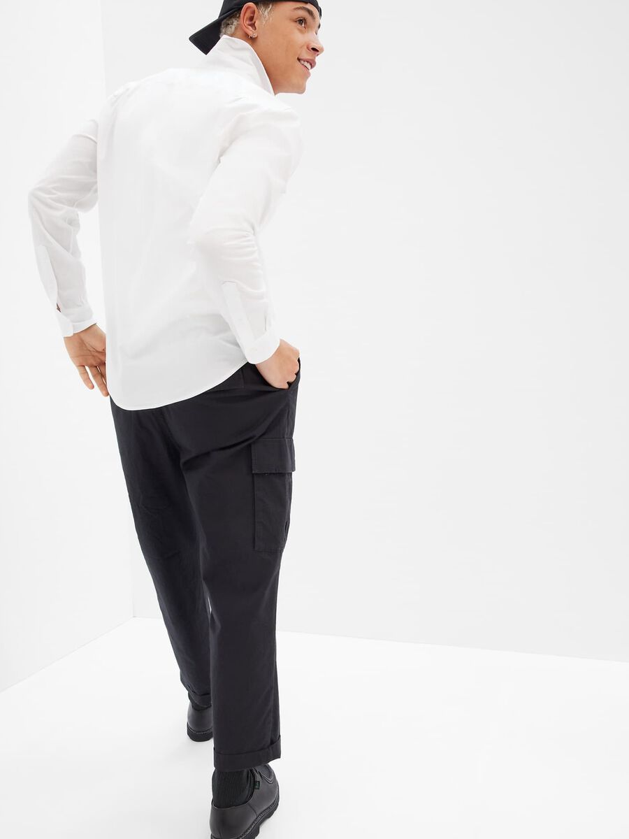 Camicia slim fit in popeline fantasia vichy Uomo_1