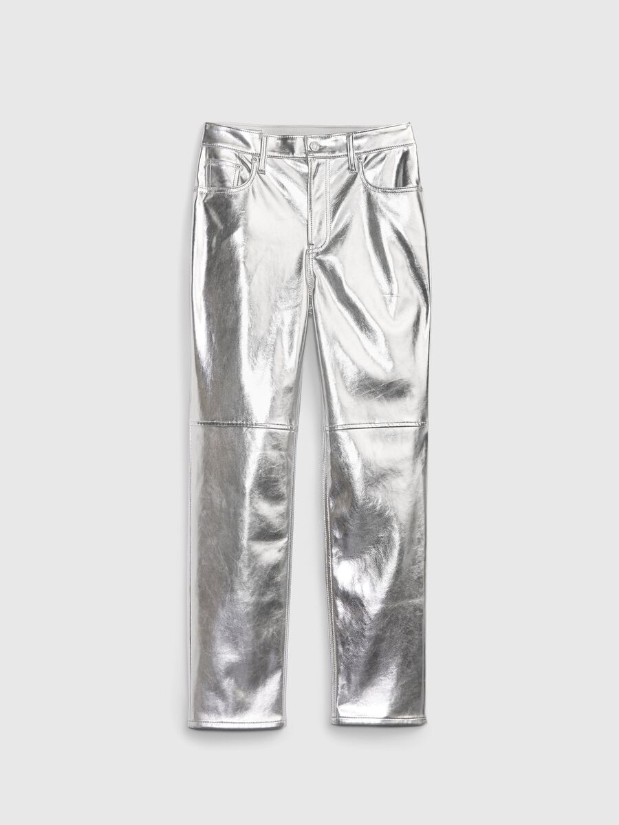 Glossy-effect straight-fit trousers Woman_4