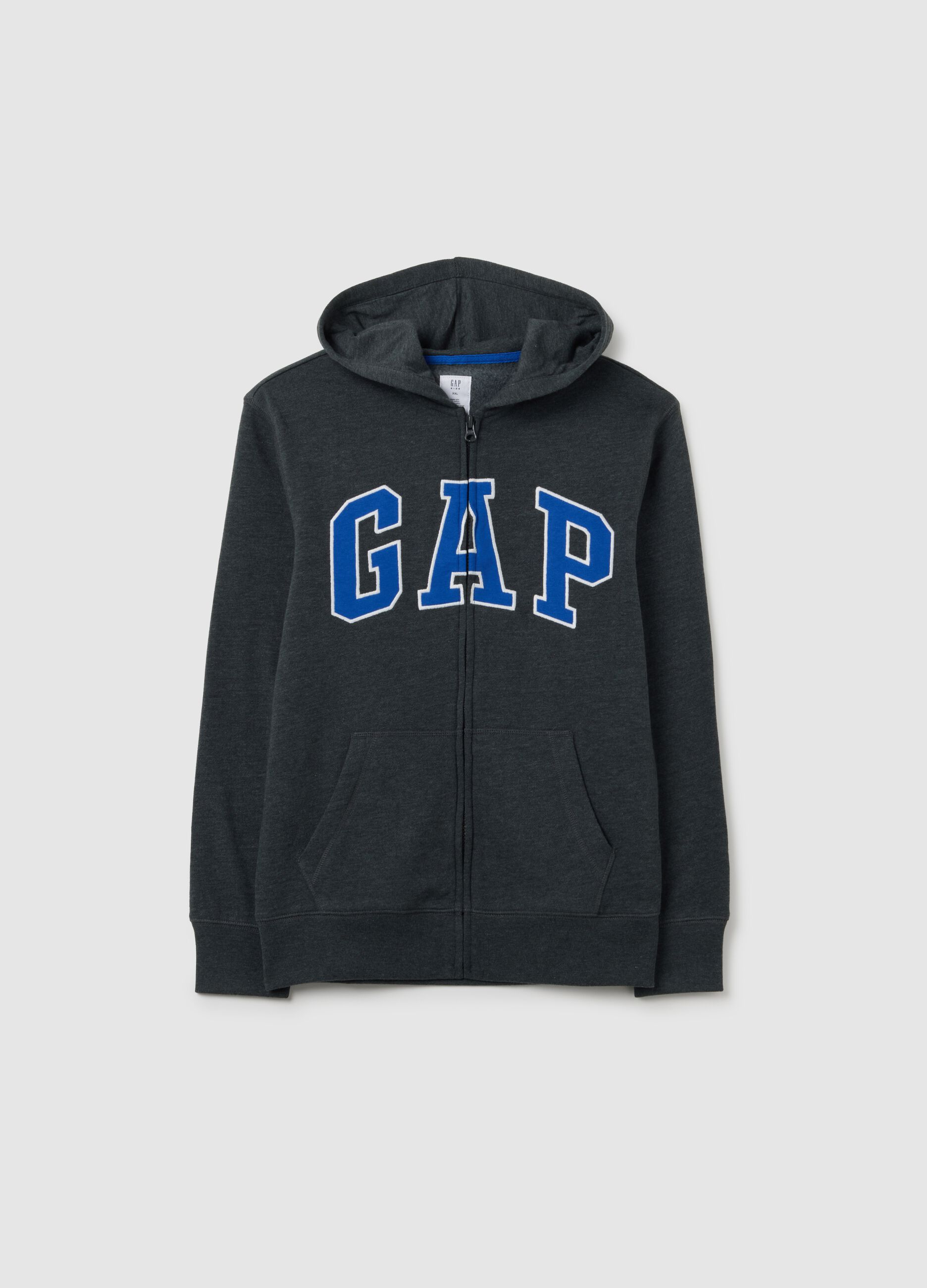 Full-zip plush hoodie with embroidered logo_1