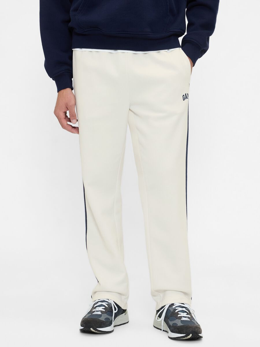 Men's White Trousers in Cotton and Polyester Blend Man_1