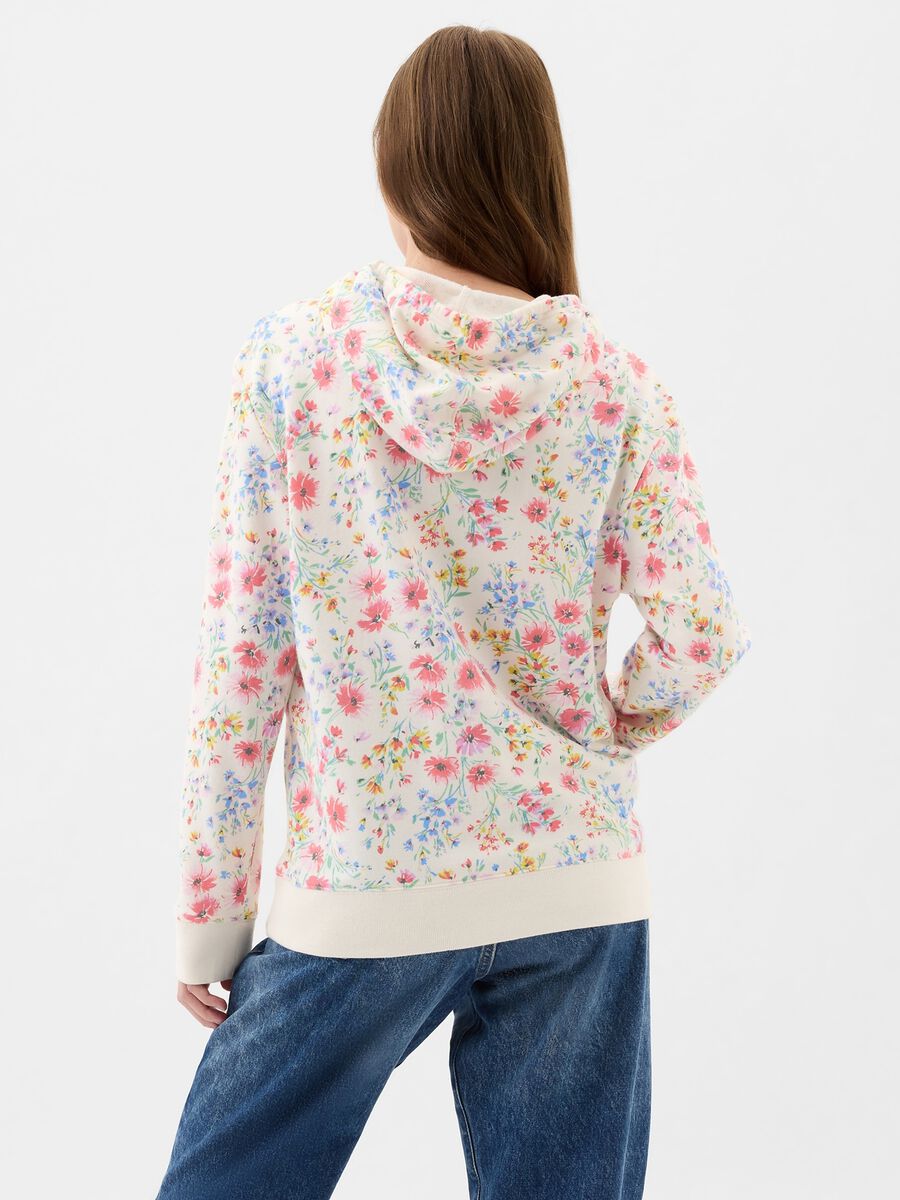 Floral sweatshirt with hood and logo embroidery Woman_2