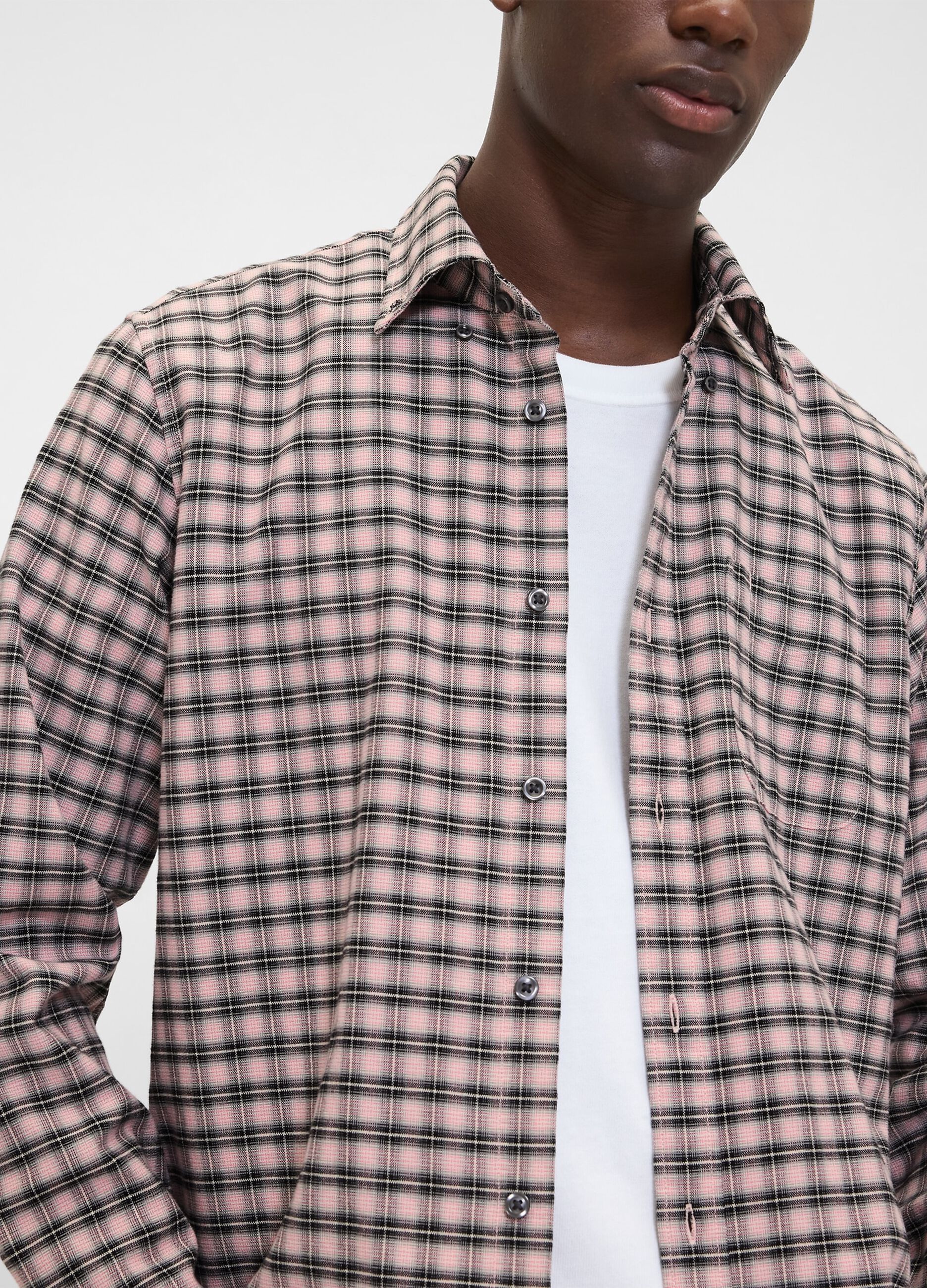 Camicia rosa a quadri elasticizzata_3