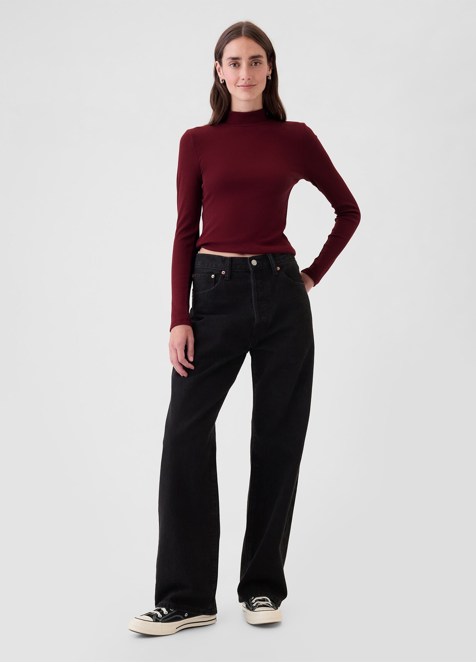 Ribbed T-shirt in stretch modal and cotton_1