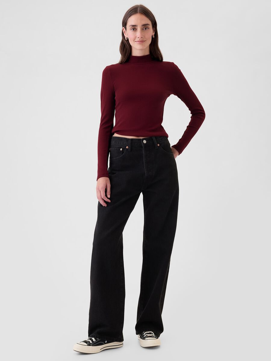 T-shirt a costine in cotone e modal stretch Donna_1