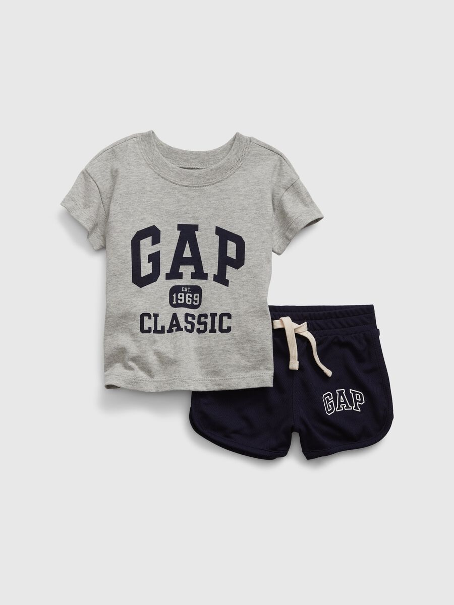 Jogging set in cotone con stampa logo Neonato_0