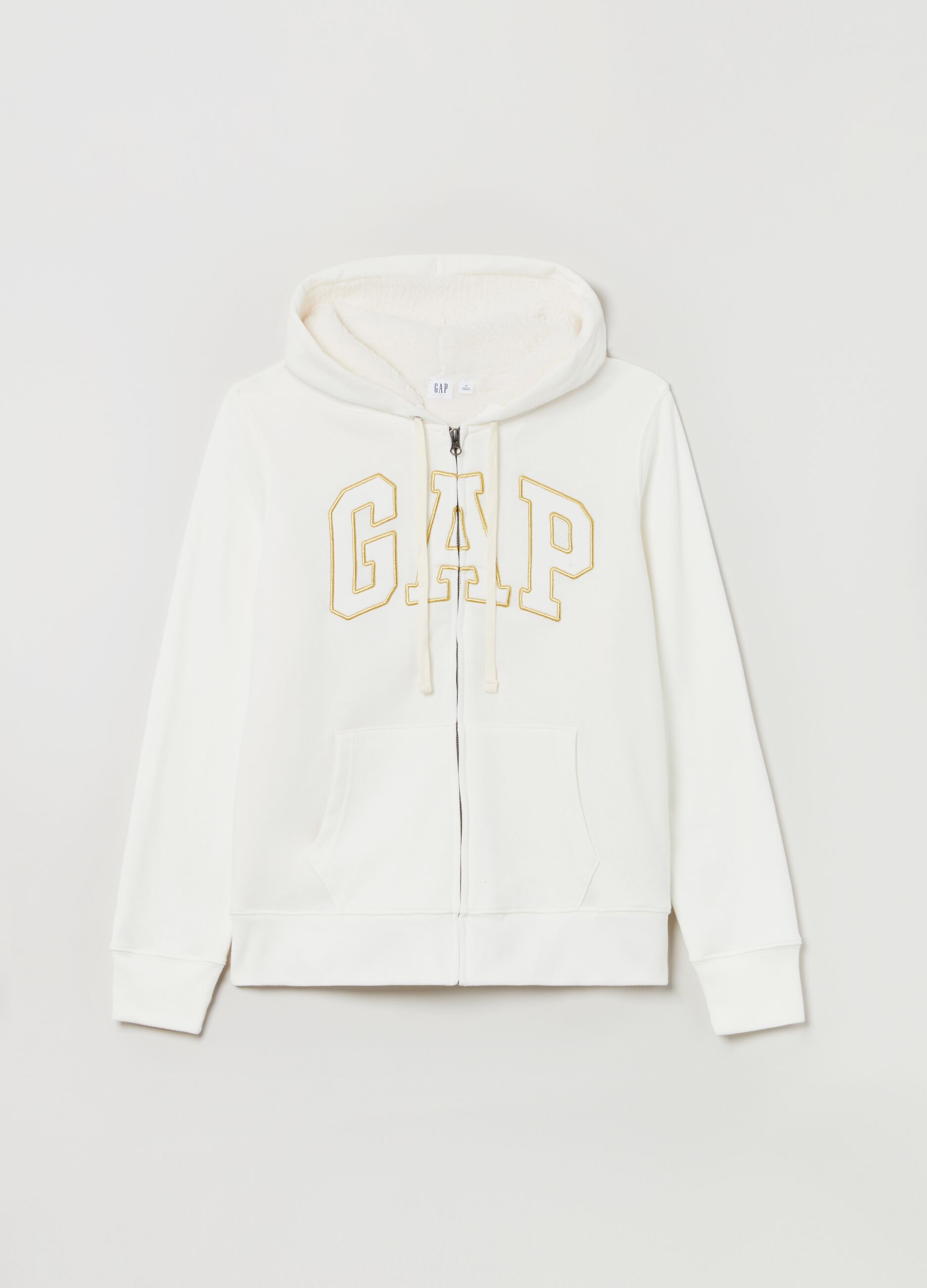 Full-zip hoodie with sherpa lining and embroidered logo