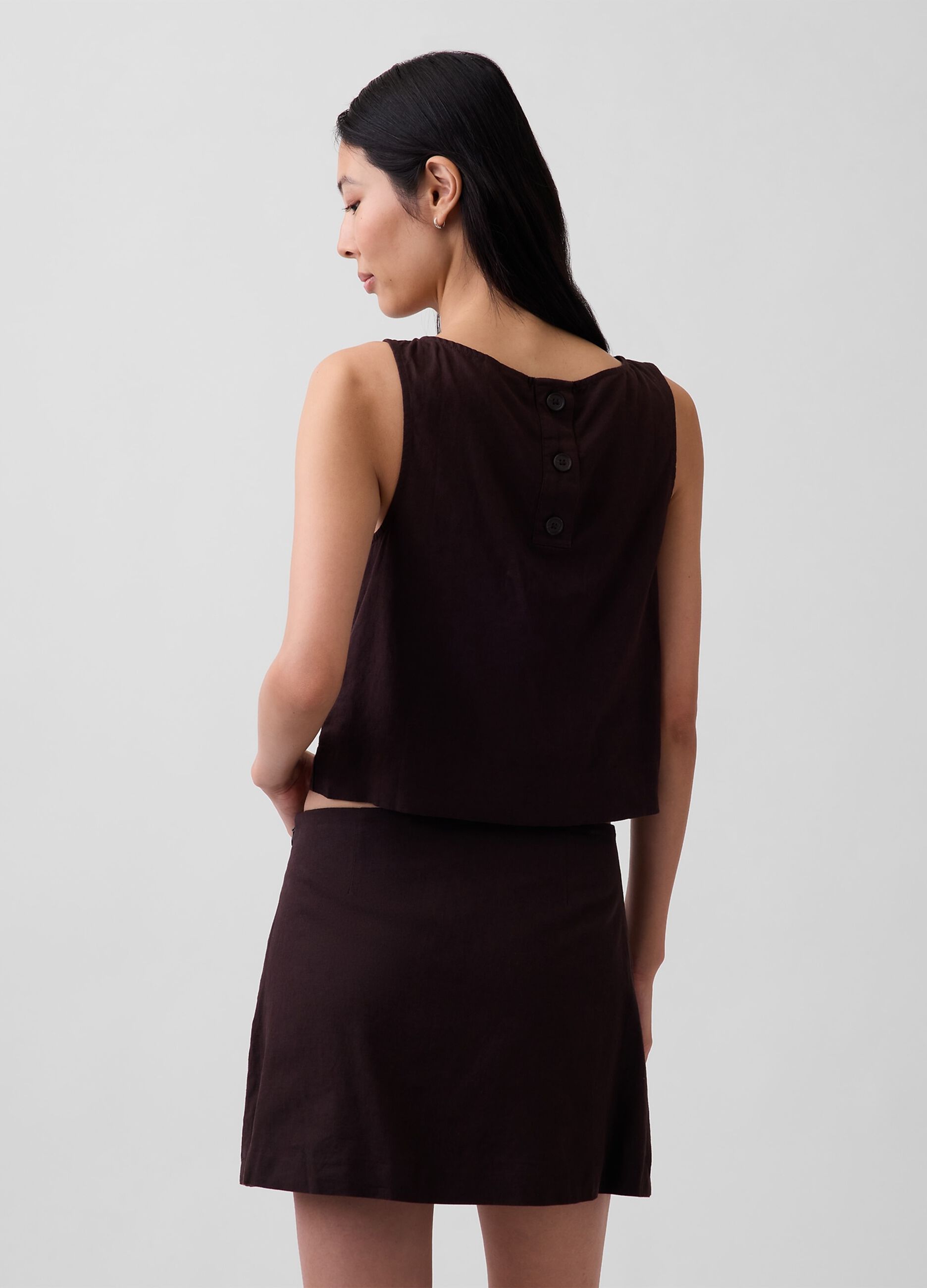 Tank top in misto lino