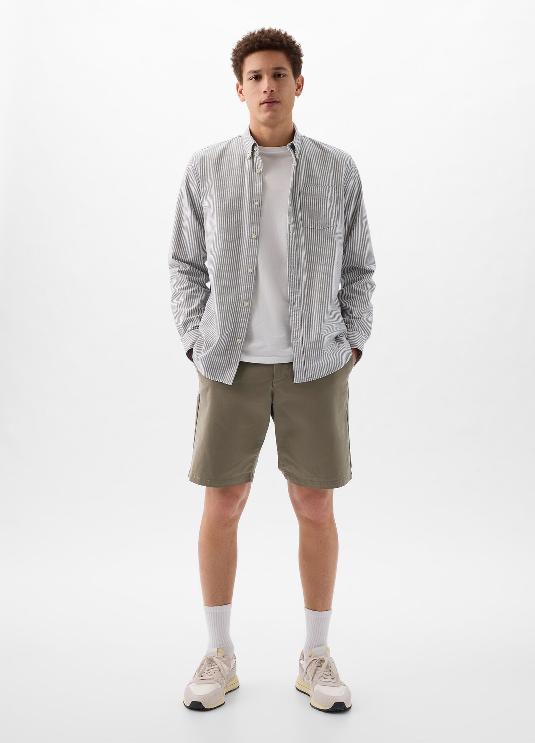 Relaxed-fit Bermuda shorts in stretch cotton