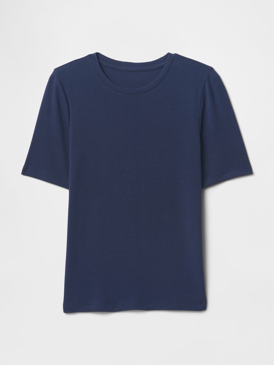 T-shirt cropped blu scuro a maniche corte Donna_3