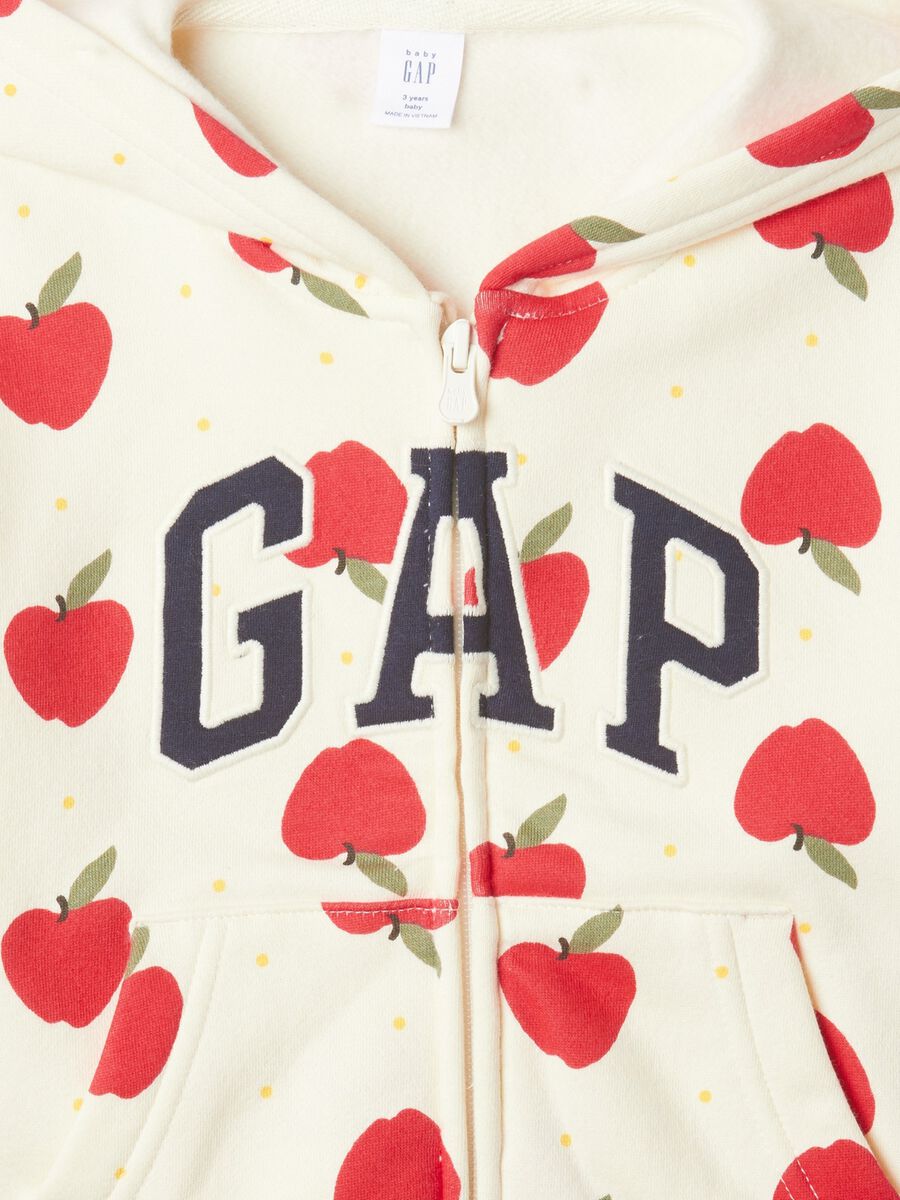 Full-zip sweatshirt with hood with print and logo embroidery Baby Girl_2