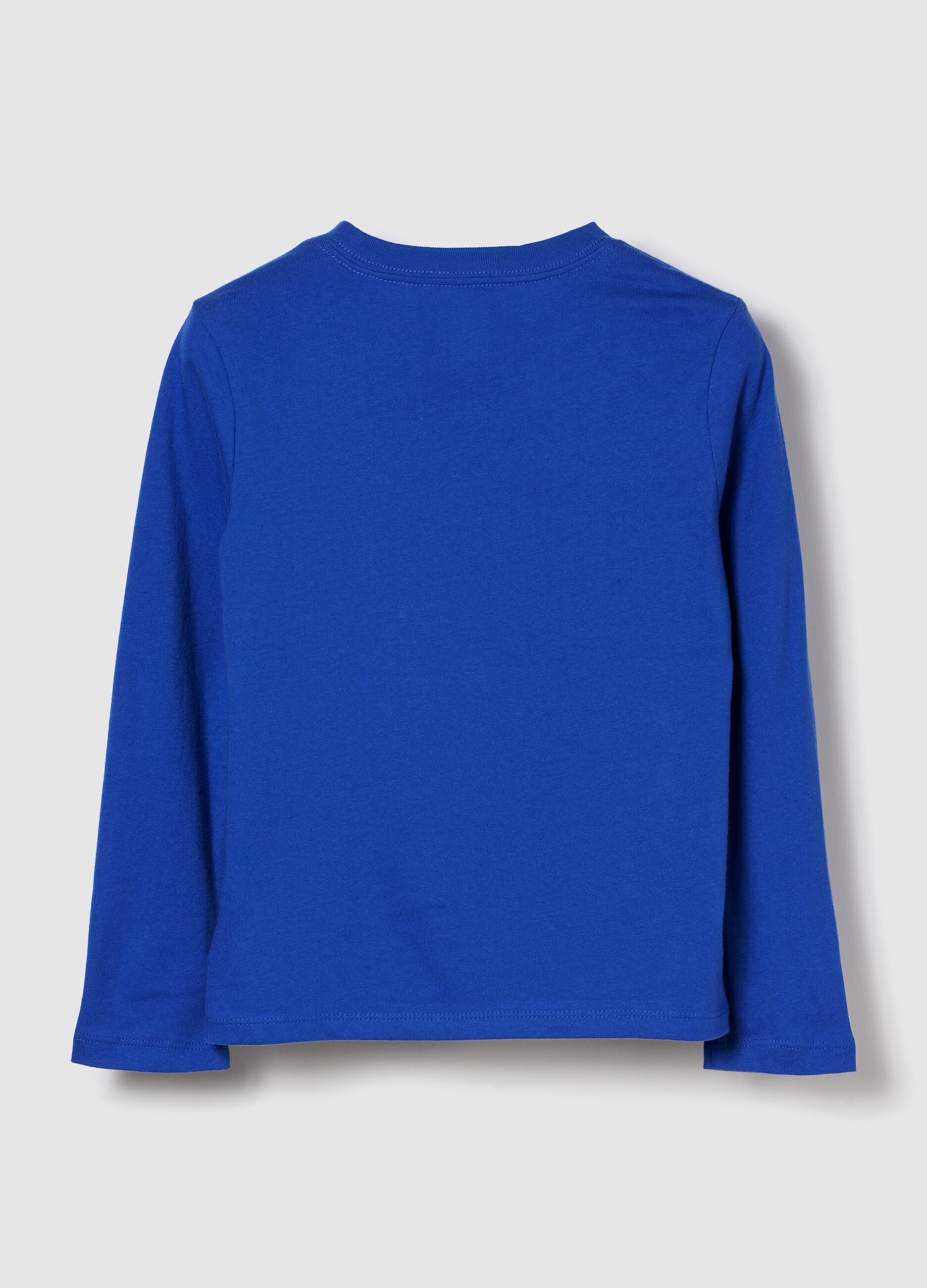 Maglietta blu a maniche lunghe in cotone_1