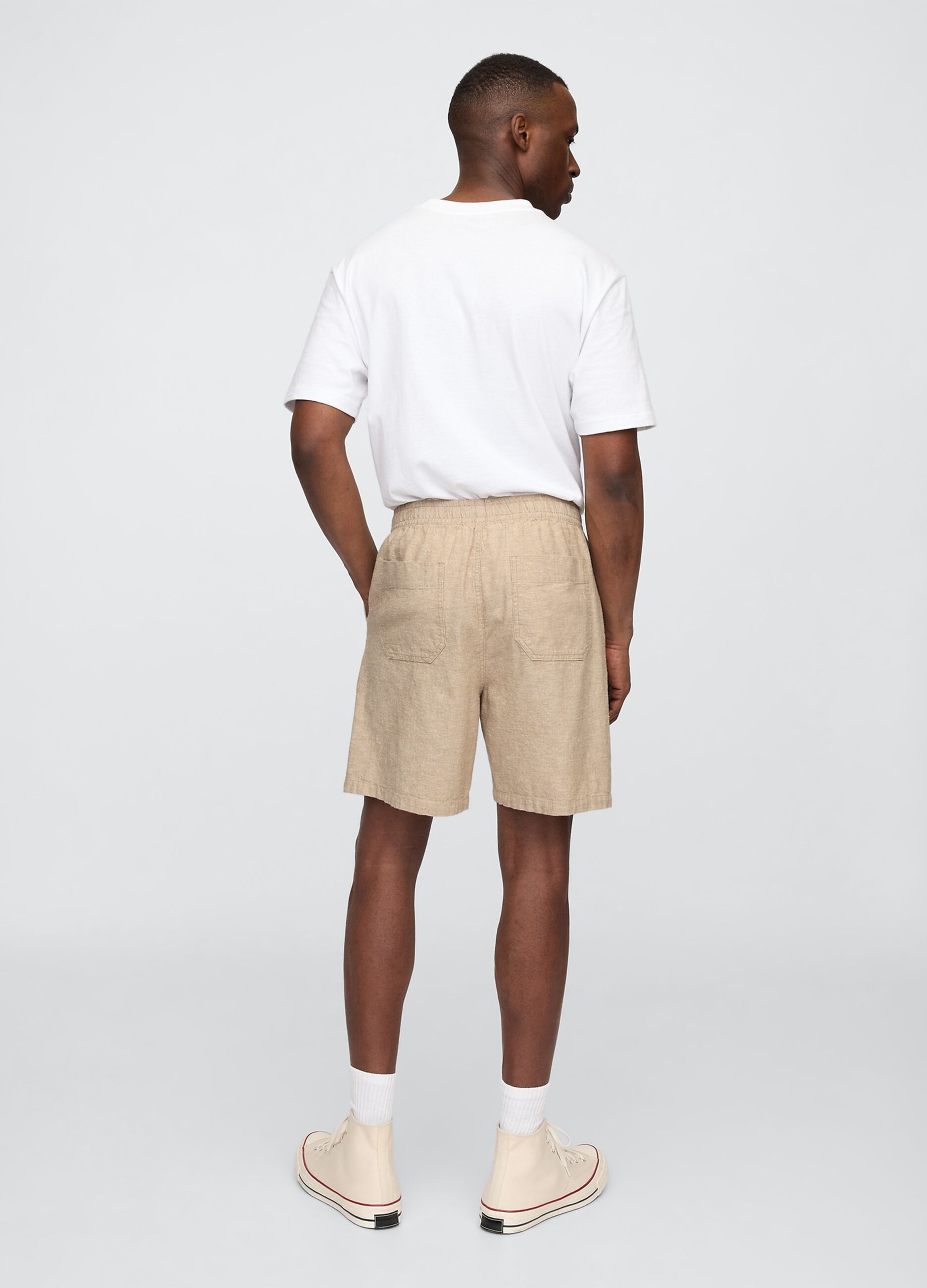 Shorts in misto cotone e lino_2