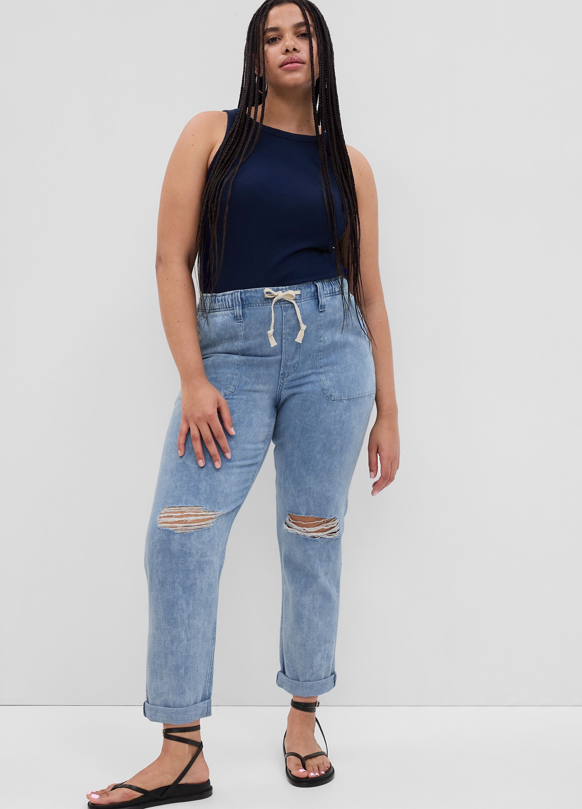 Easy-fit pull-on jeans with drawstring_3