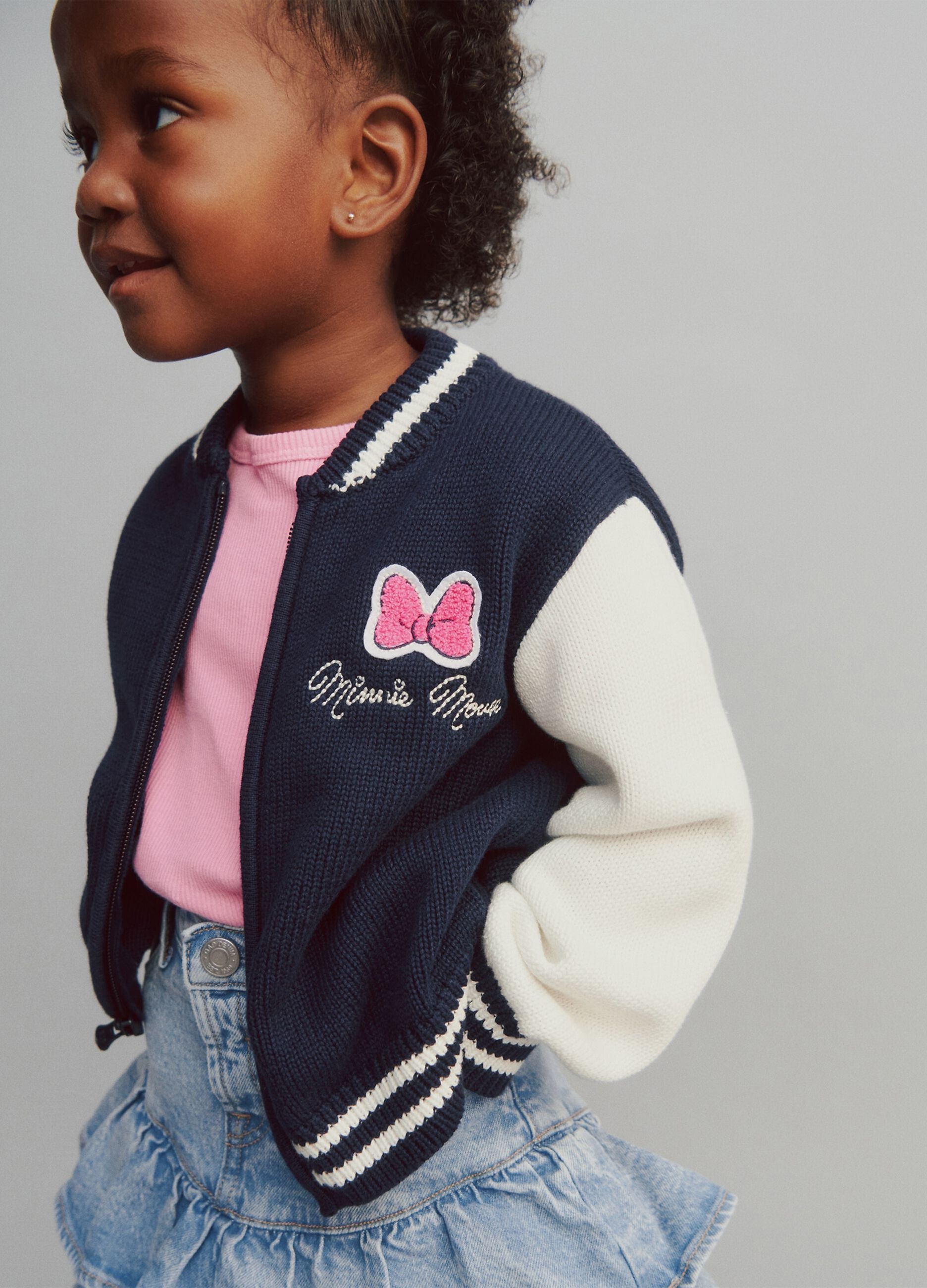 Bomber blu in puro cotone per bambina