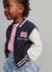 Girl's blue bomber jacket in pure cotton_0