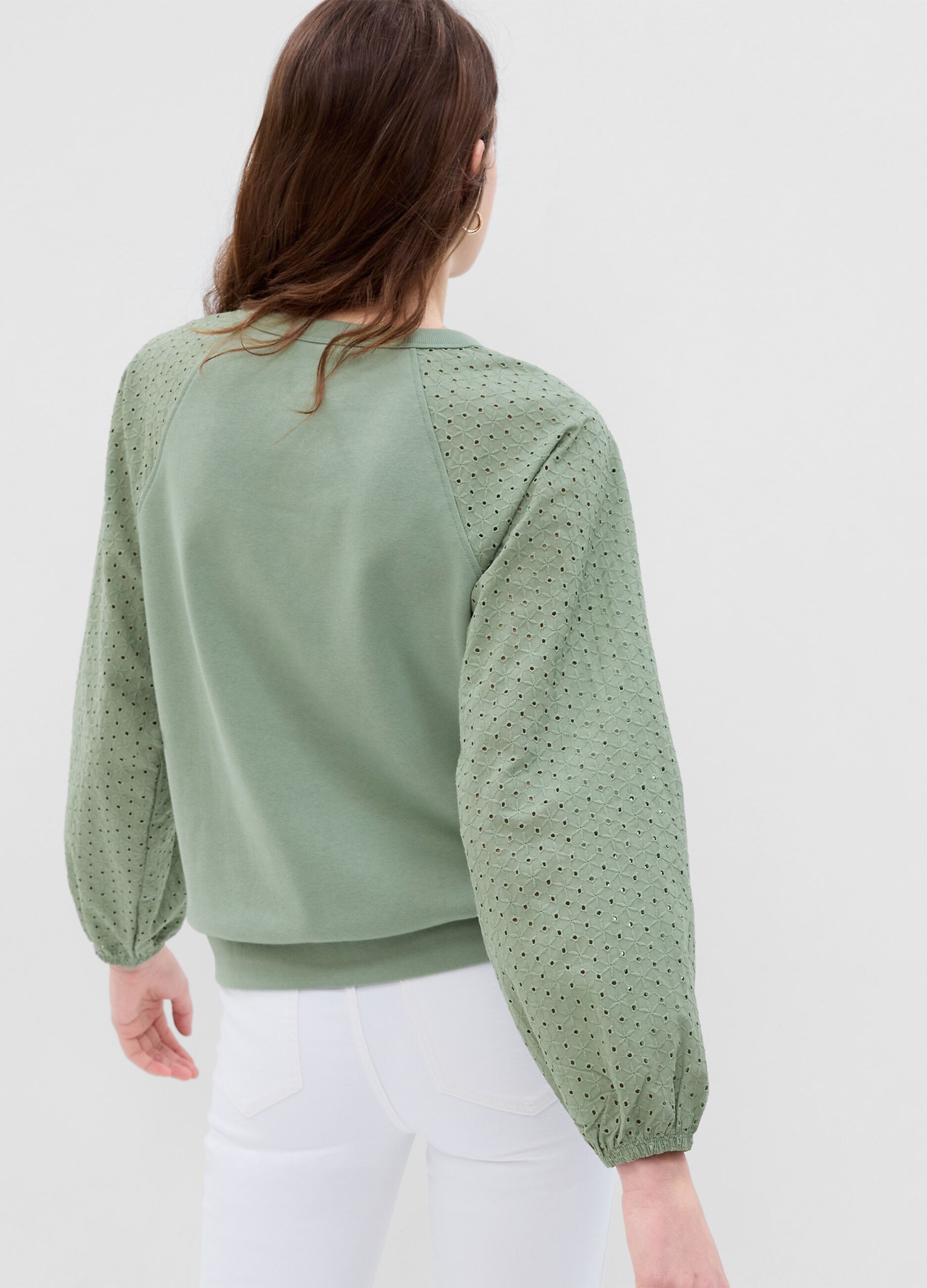 Sweatshirt with broderie anglaise lace sleeves_1