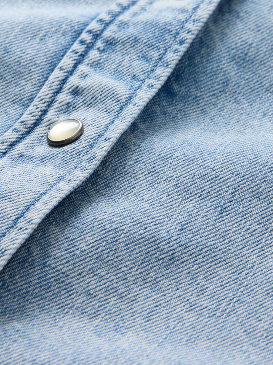 Camicia in denim con bottoni a pressione Donna_4