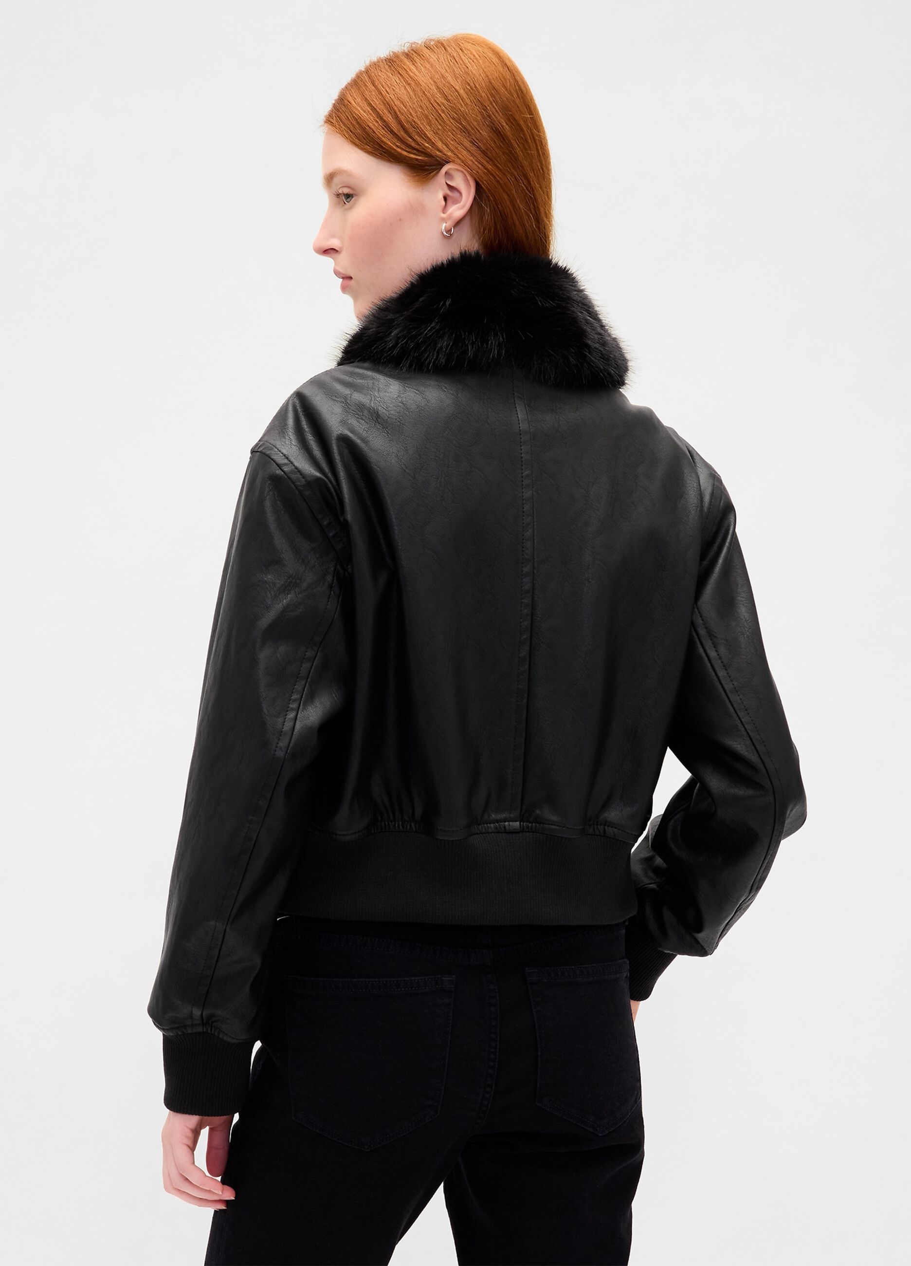 Bomber con collo in pelliccia sintetica