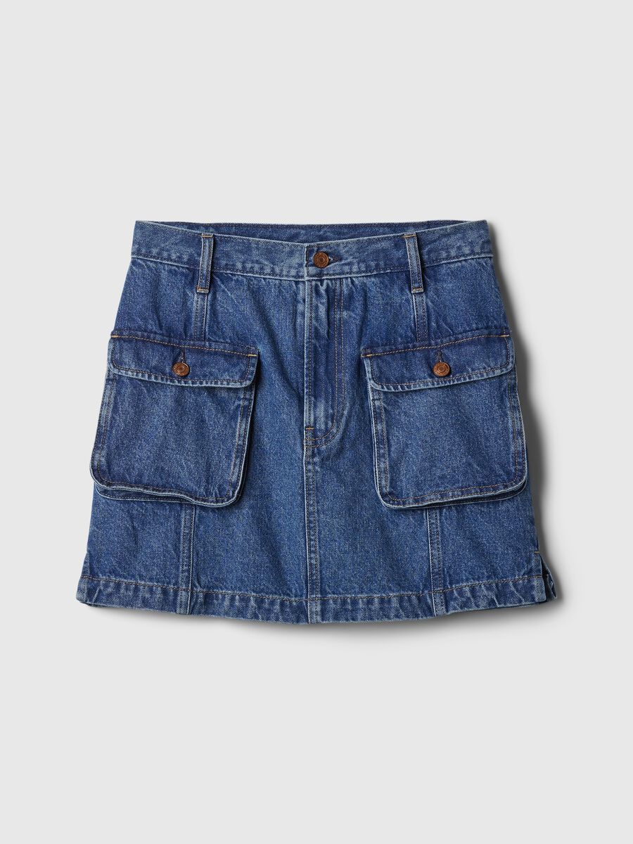 Gonna corta cargo in denim Donna_3