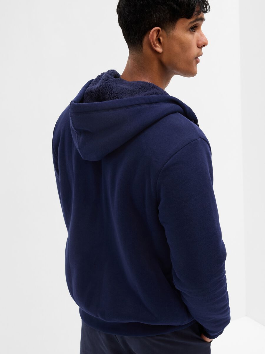 Full-zip hoodie with sherpa lining and logo embroidery Man_1