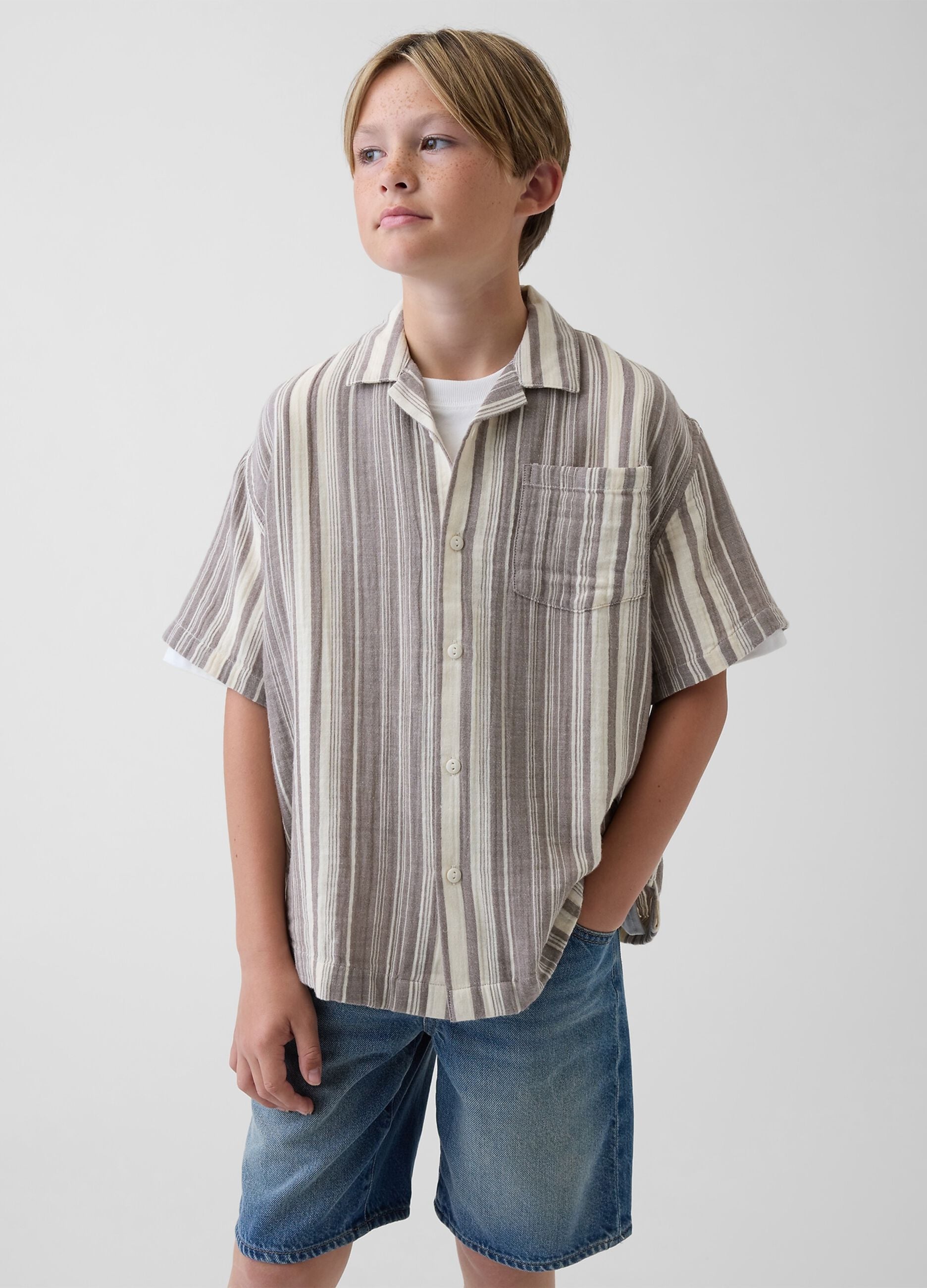Camicia a righe in puro cotone