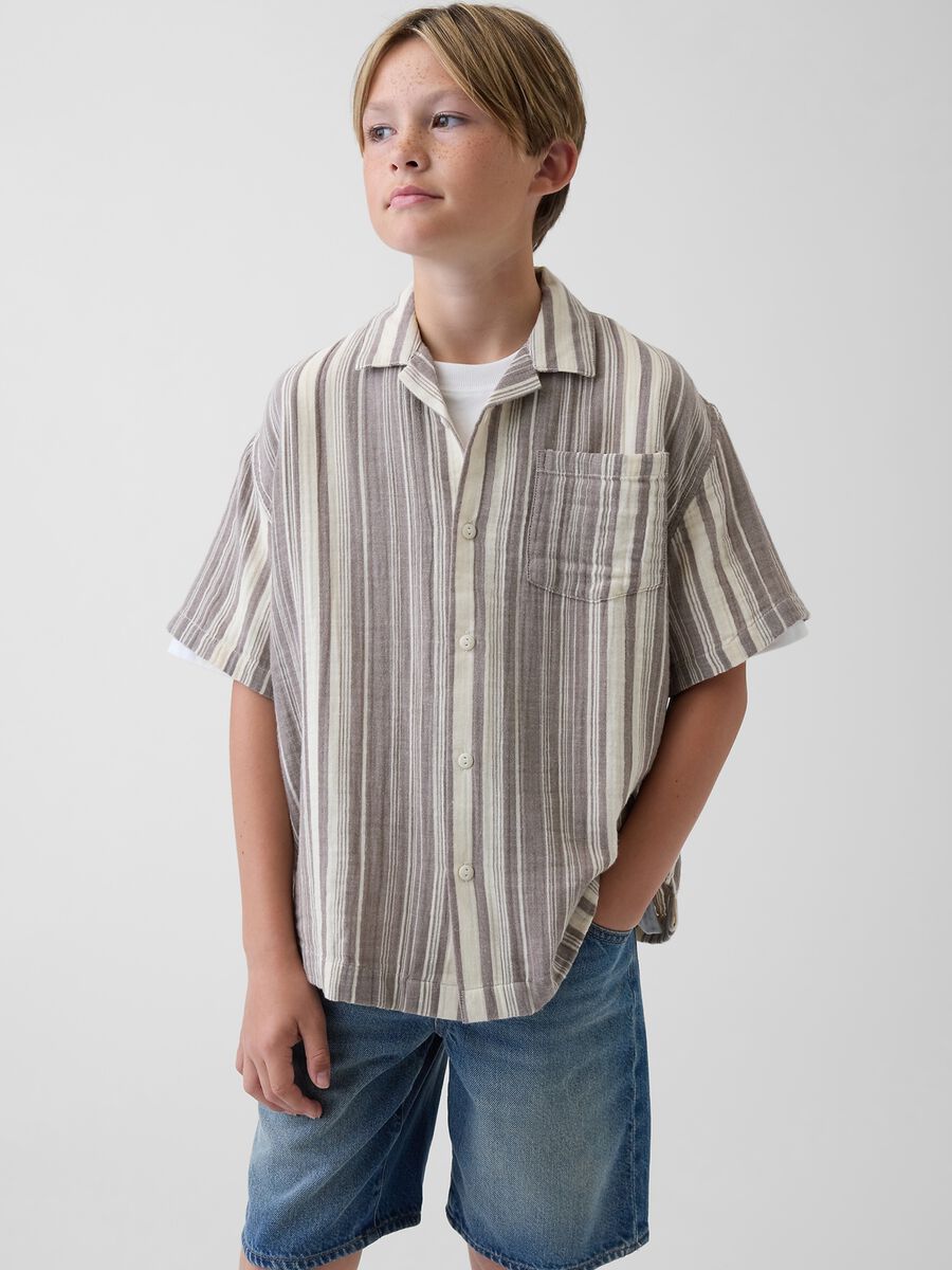 Camicia a righe in puro cotone Bambino_2
