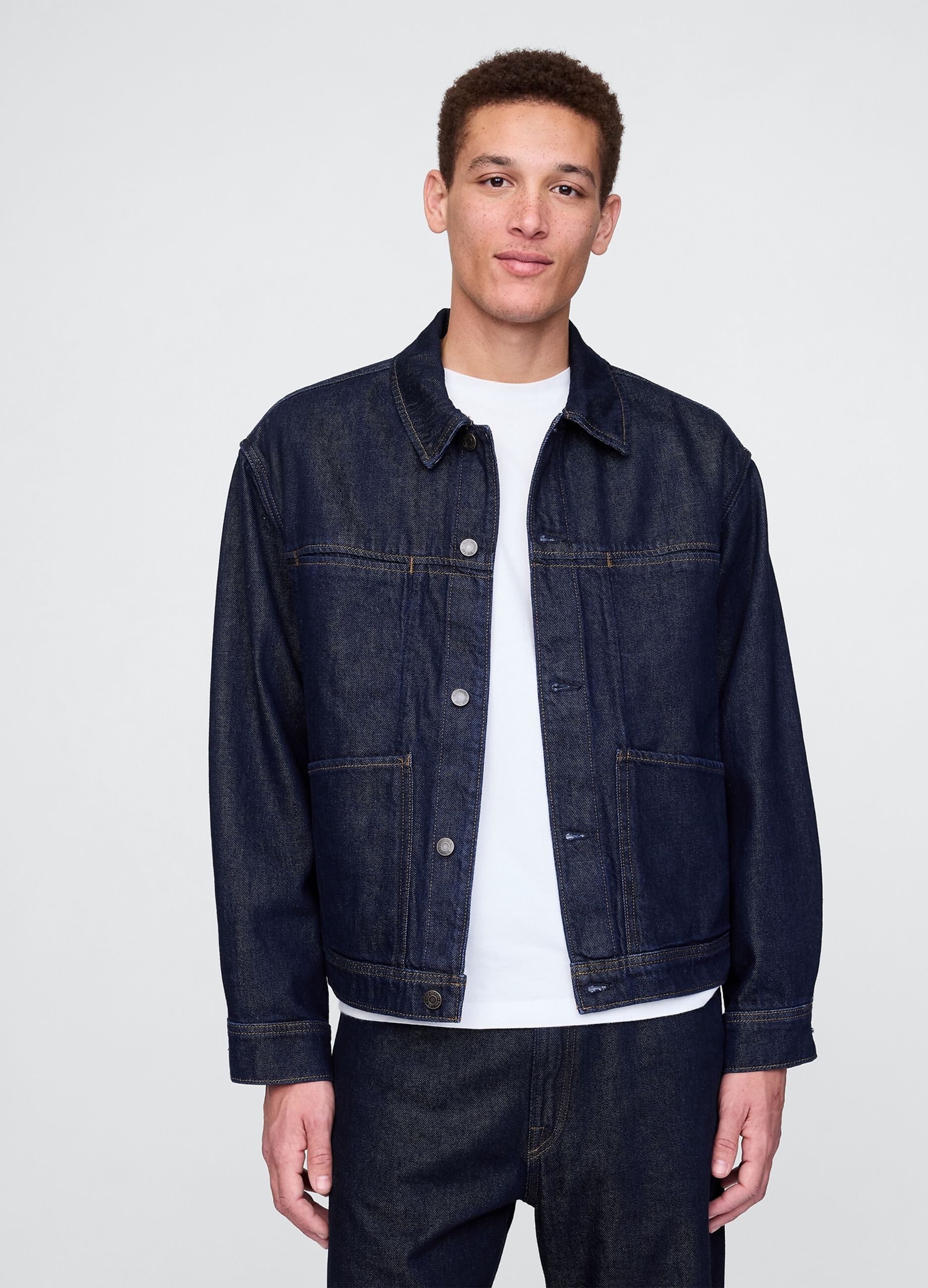 Giacca di jeans blu in cotone e Lyocell