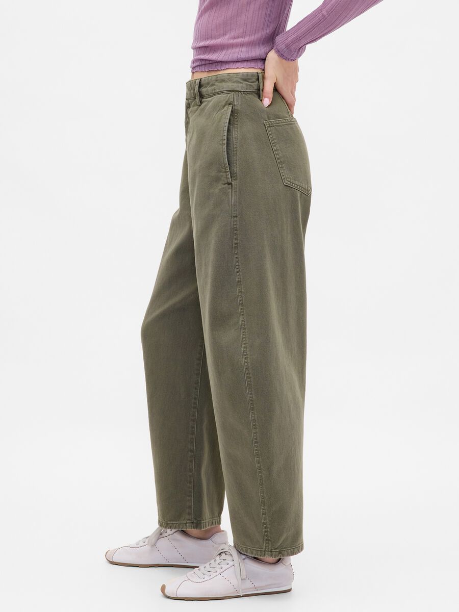 Pantaloni verde in cotone Donna_3