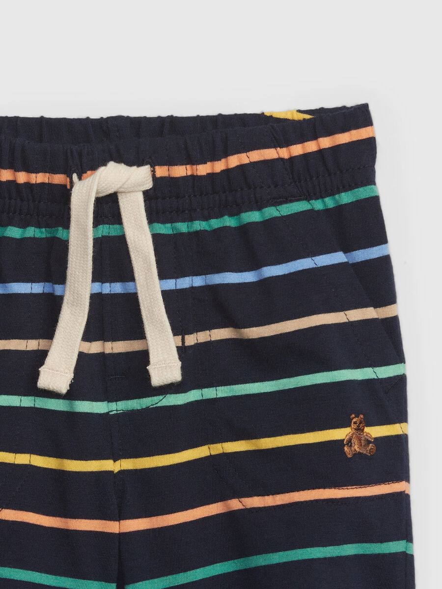 Striped cotton shorts with drawstring Newborn Boy_2