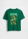 T-shirt verde in cotone con stampa_1