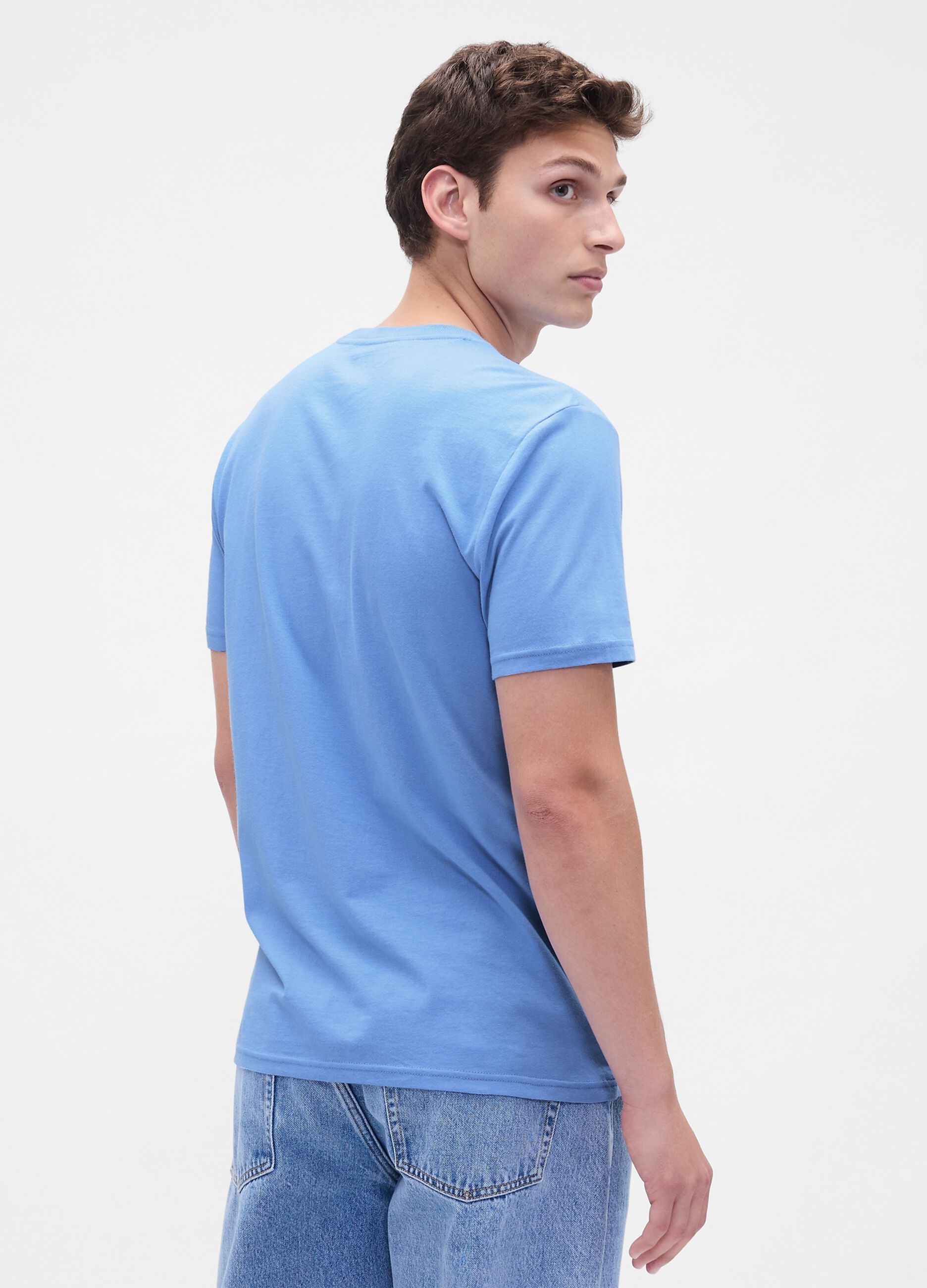 T-shirt azzurra in cotone_1