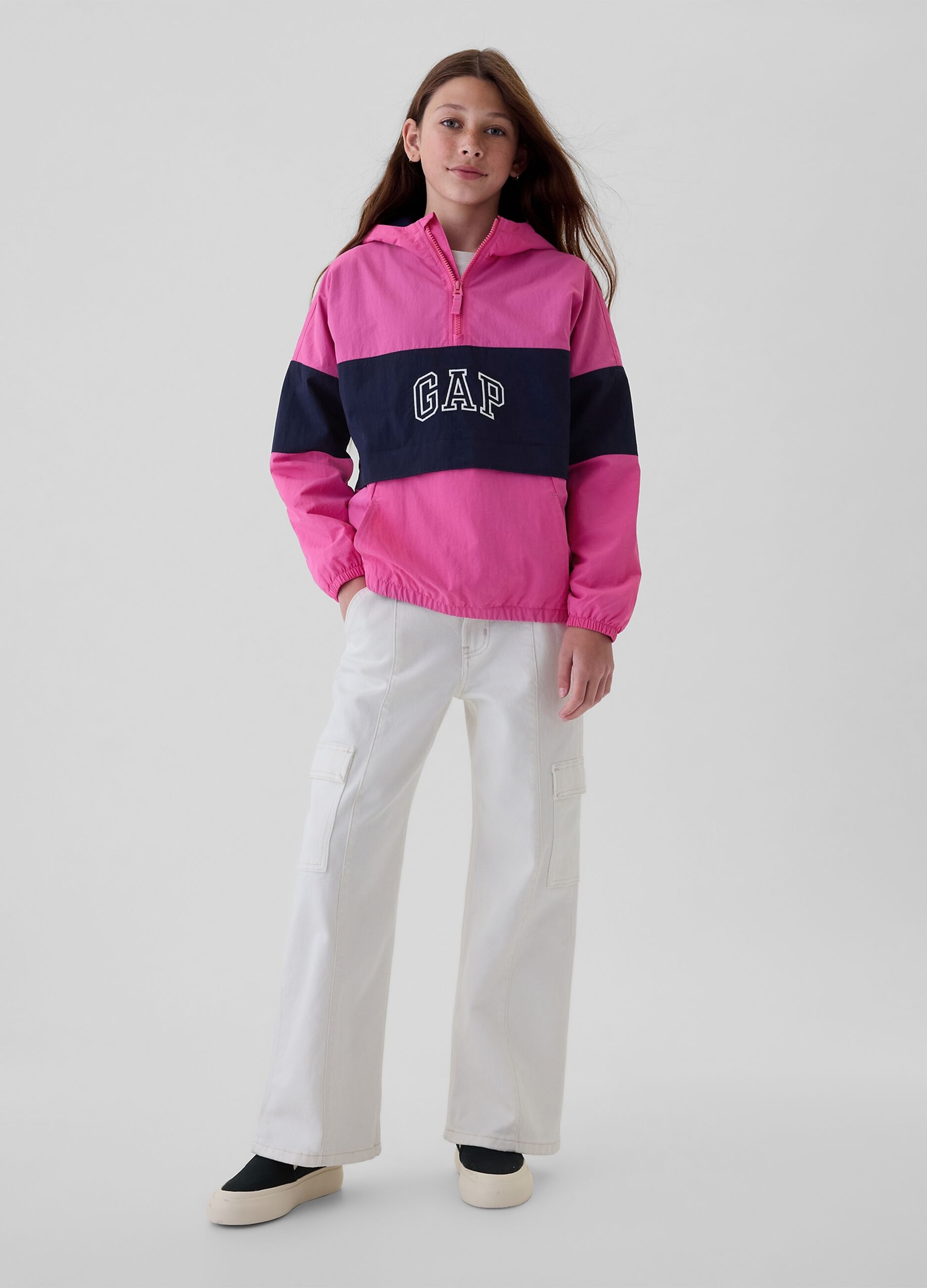 Giacca corta in nylon half-zip_1