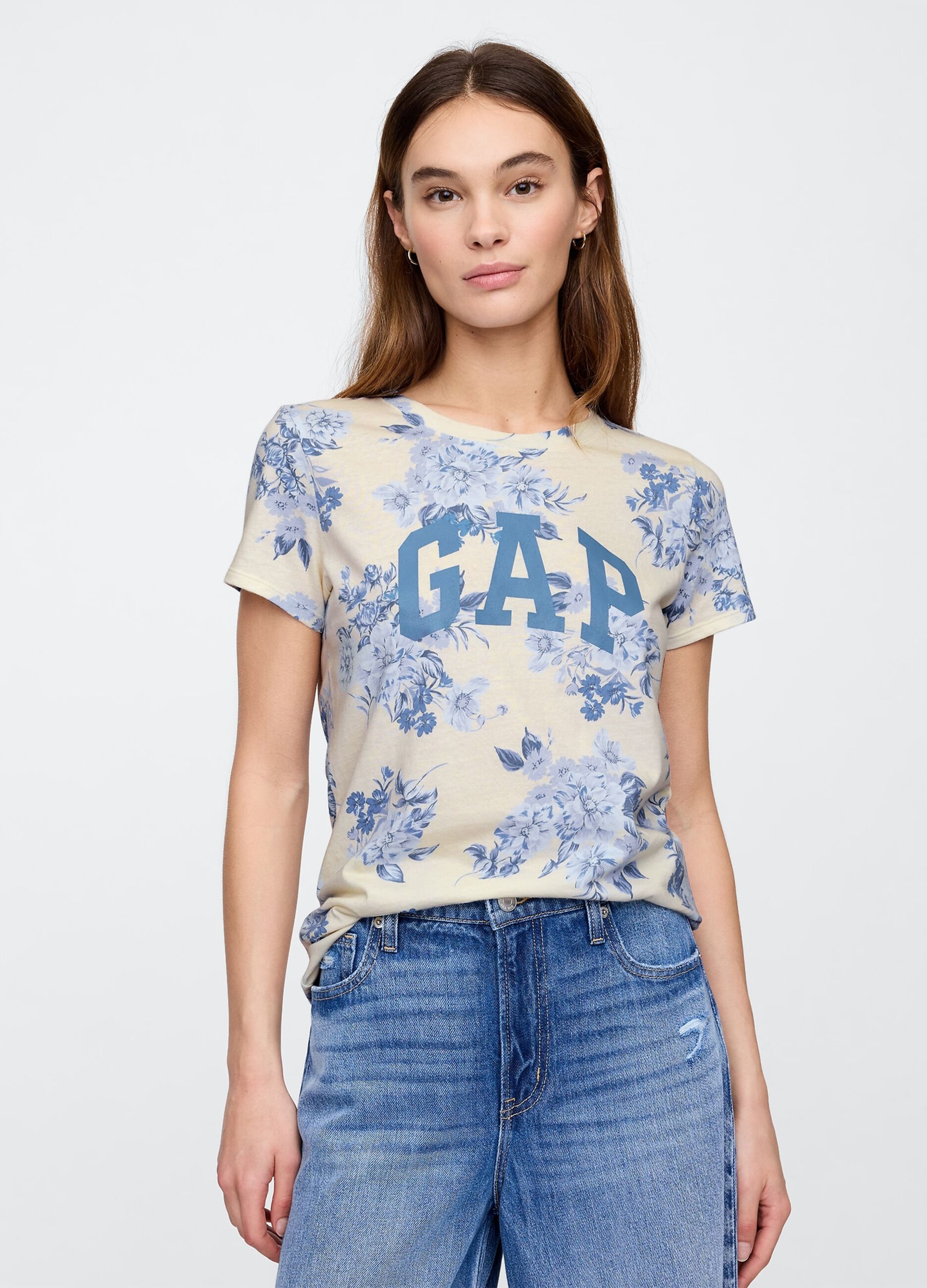 T-shirt a maniche corte con logo Gap e stampa floreale
