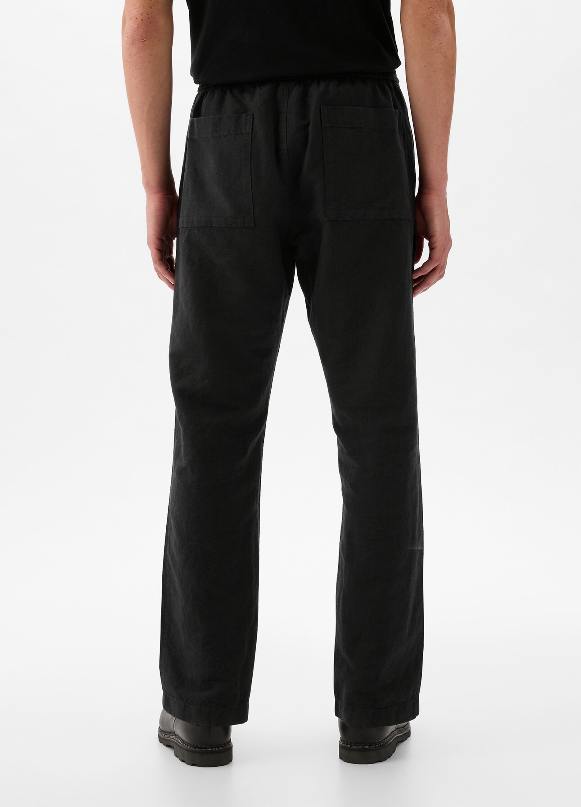 Pantalone pull-on in lino e cotone_2