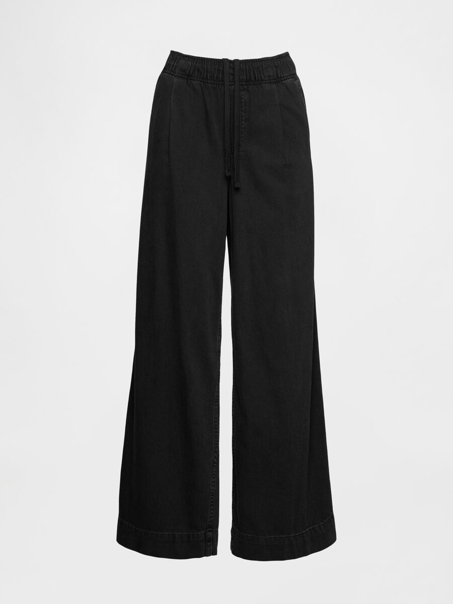 Pantaloni larghi neri con tasche Donna_5