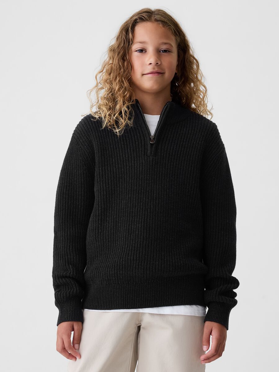Pullover mock neck con mezza zip Bambino_0