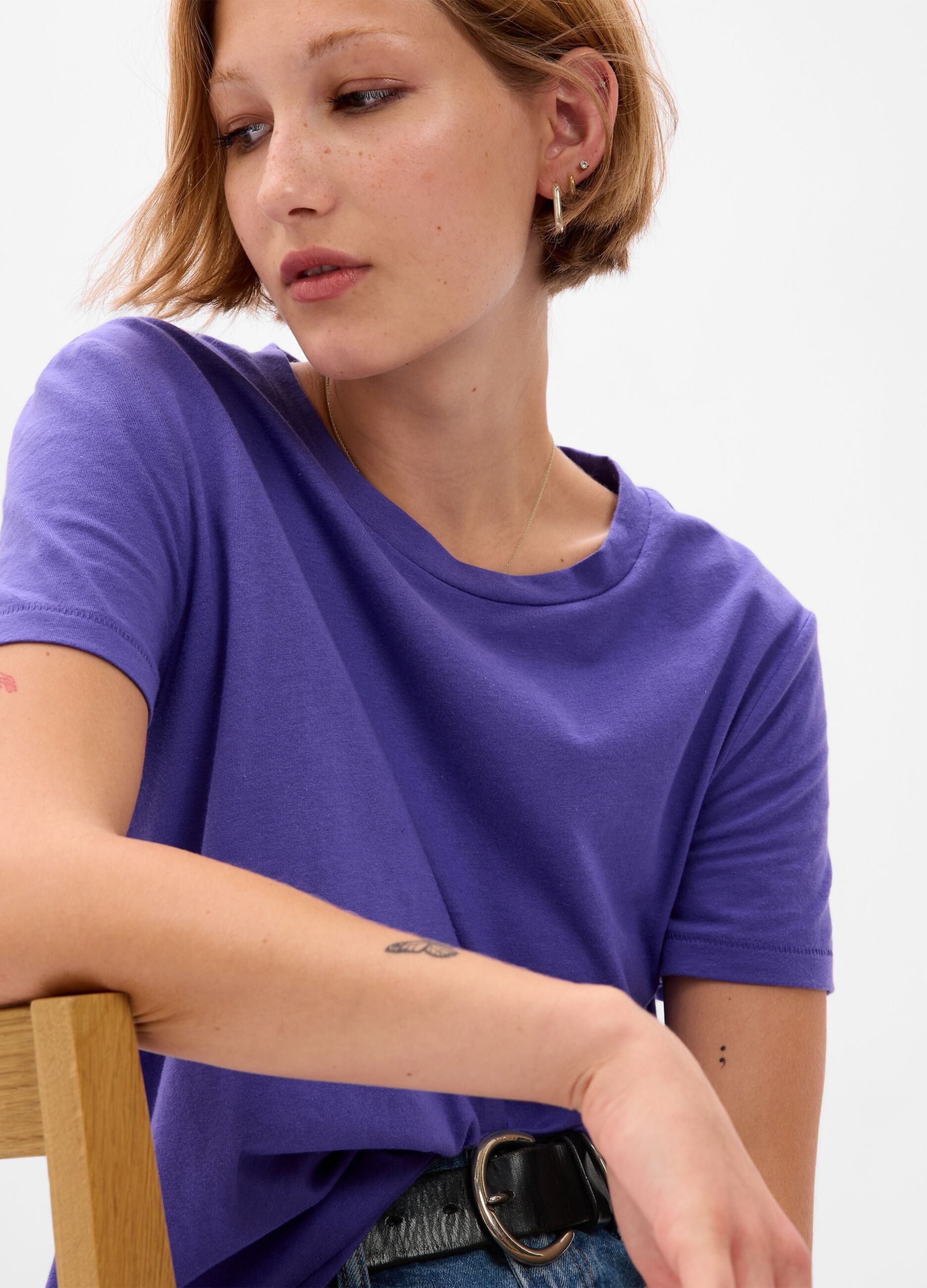 T-shirt girocollo in cotone bio