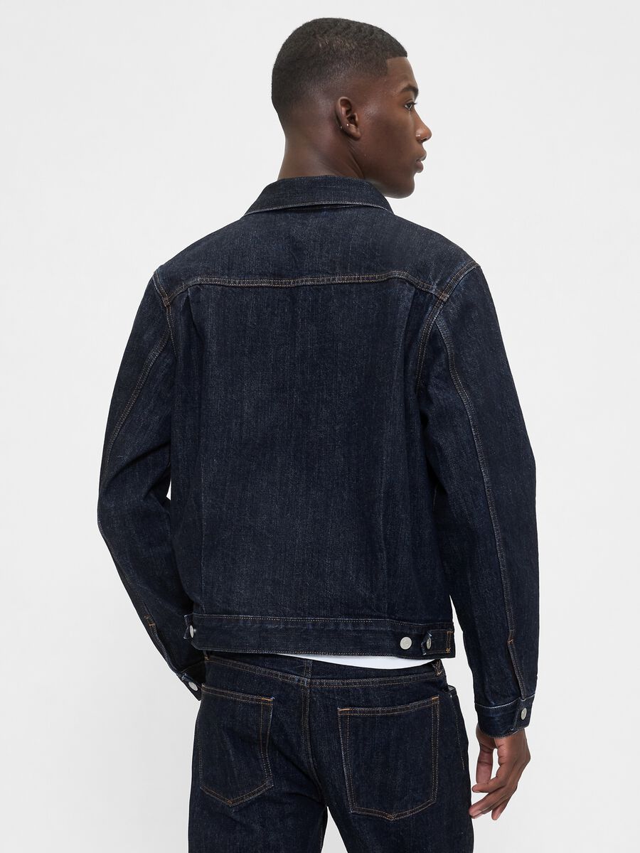 Giacca denim blu in cotone Uomo_2