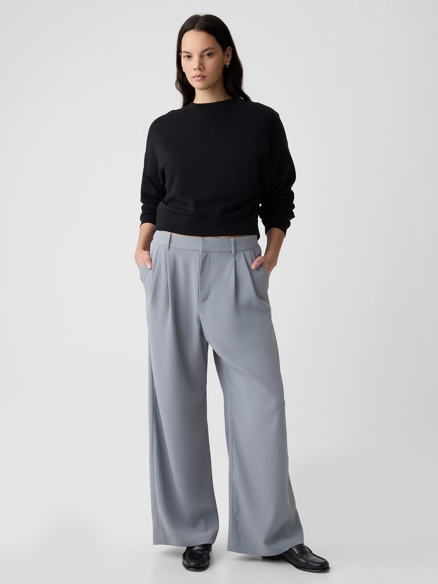 Pantalone wide leg vita alta con pinces Donna_3