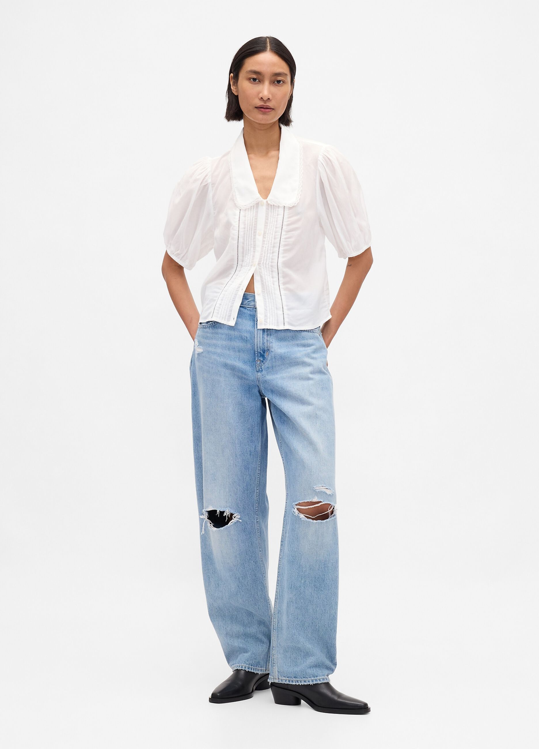 Camicetta con maniche corte a palloncino