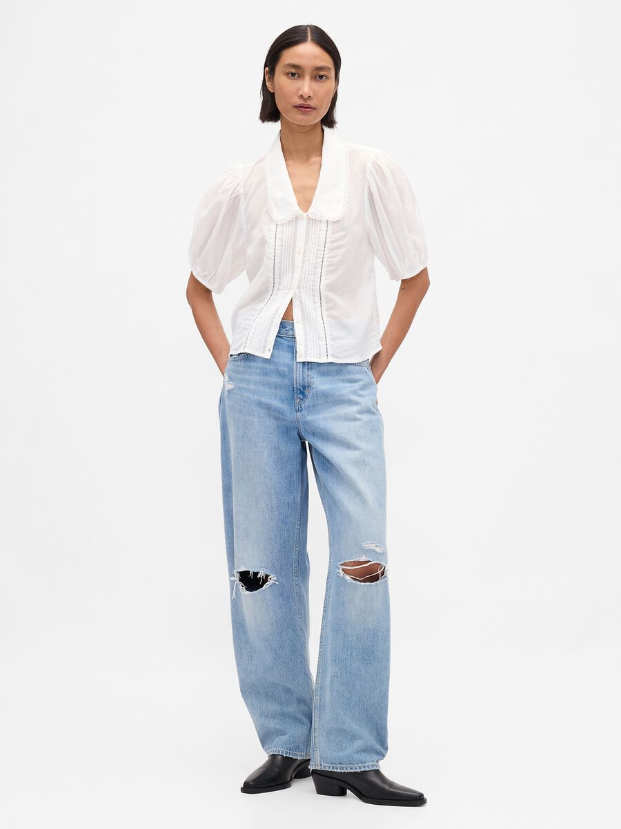 Camicetta con maniche corte a palloncino Donna_1