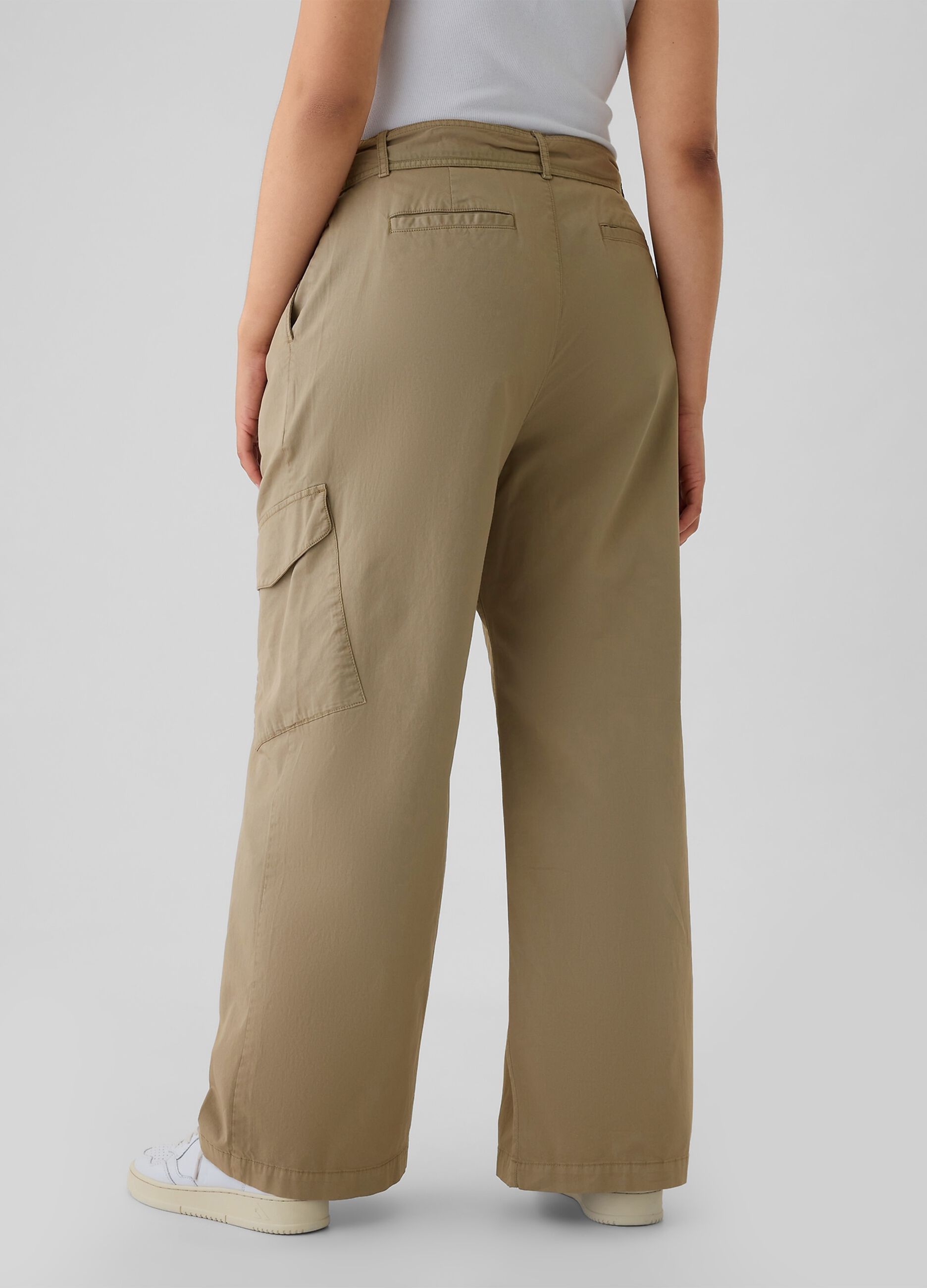 Pantalone cargo in twill stretch con cintura_6