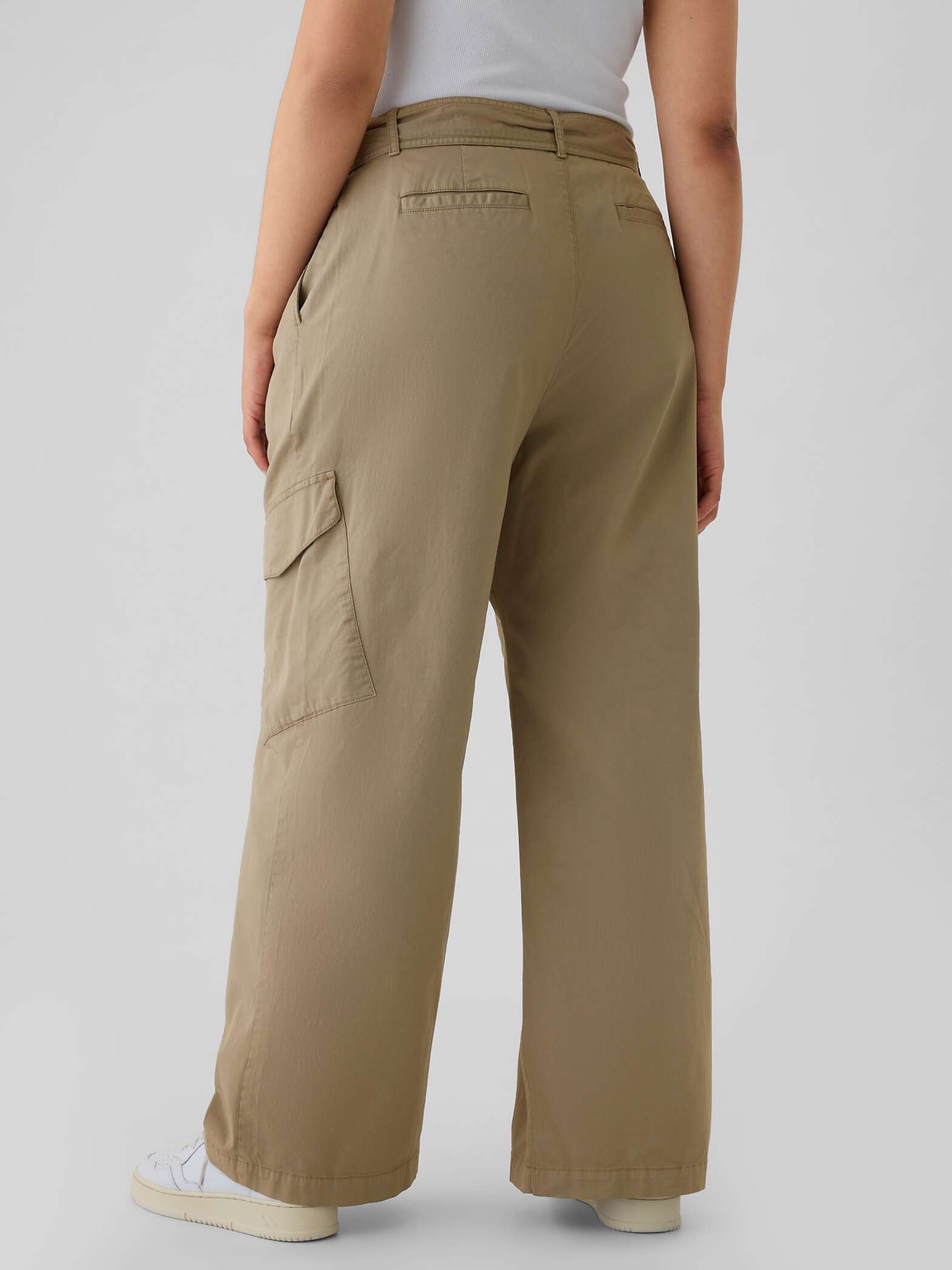 Pantalone cargo in twill stretch con cintura_6