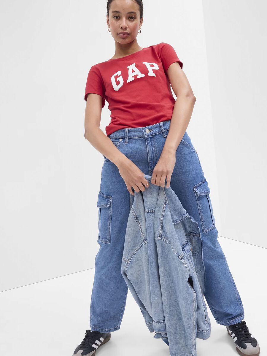 T-shirt in cotone con stampa logo Donna_0