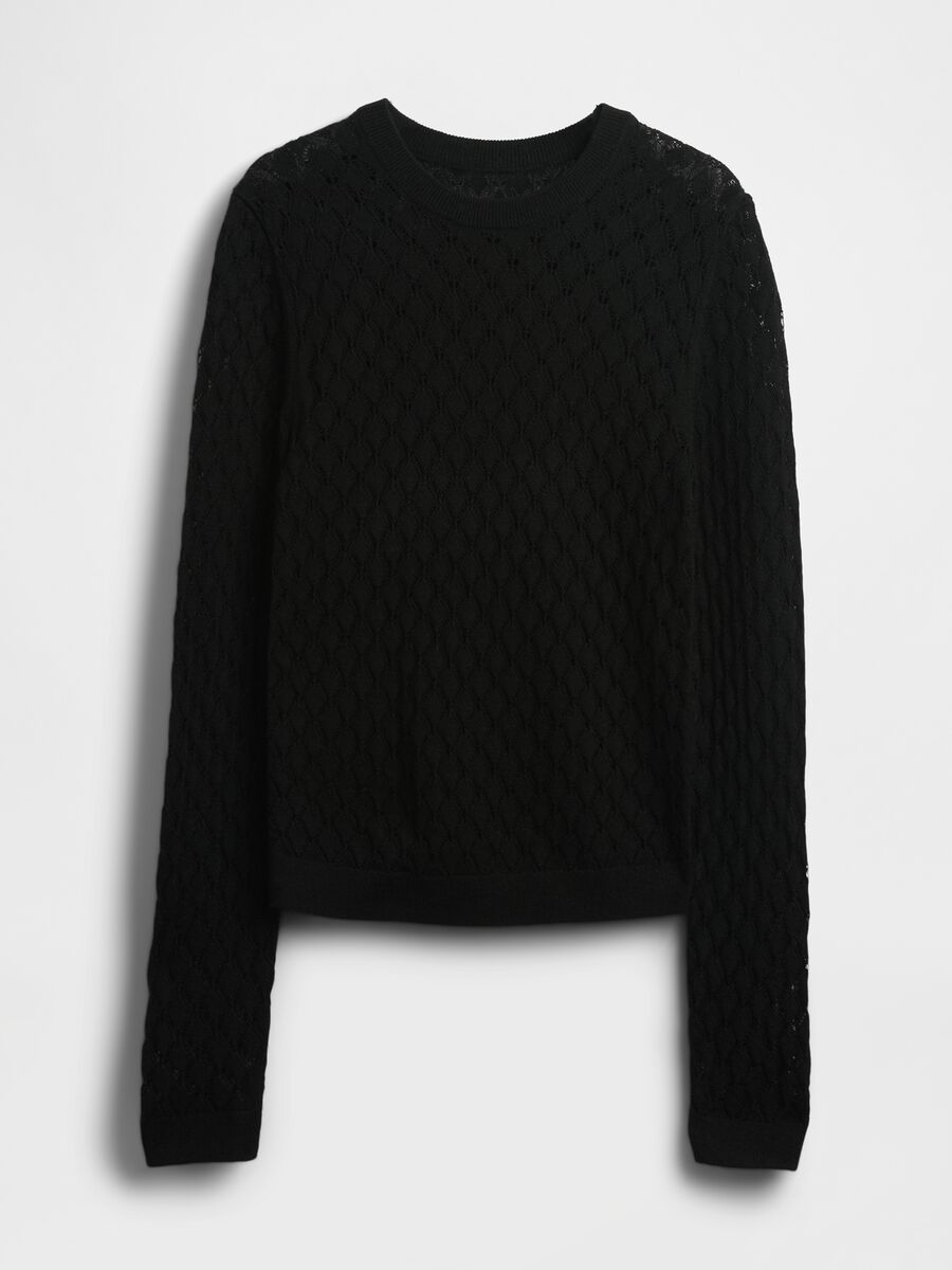 Black perforated sweater Woman_3