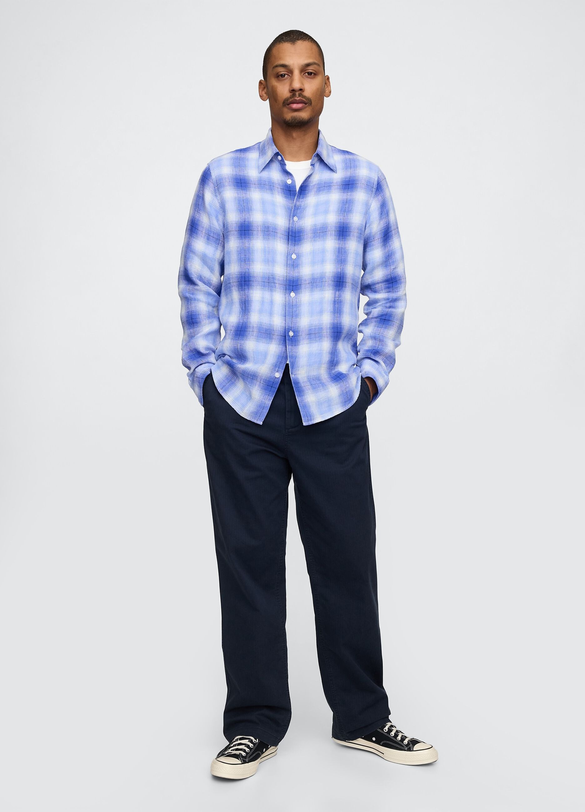 Camicia a quadri blu sfumata_1